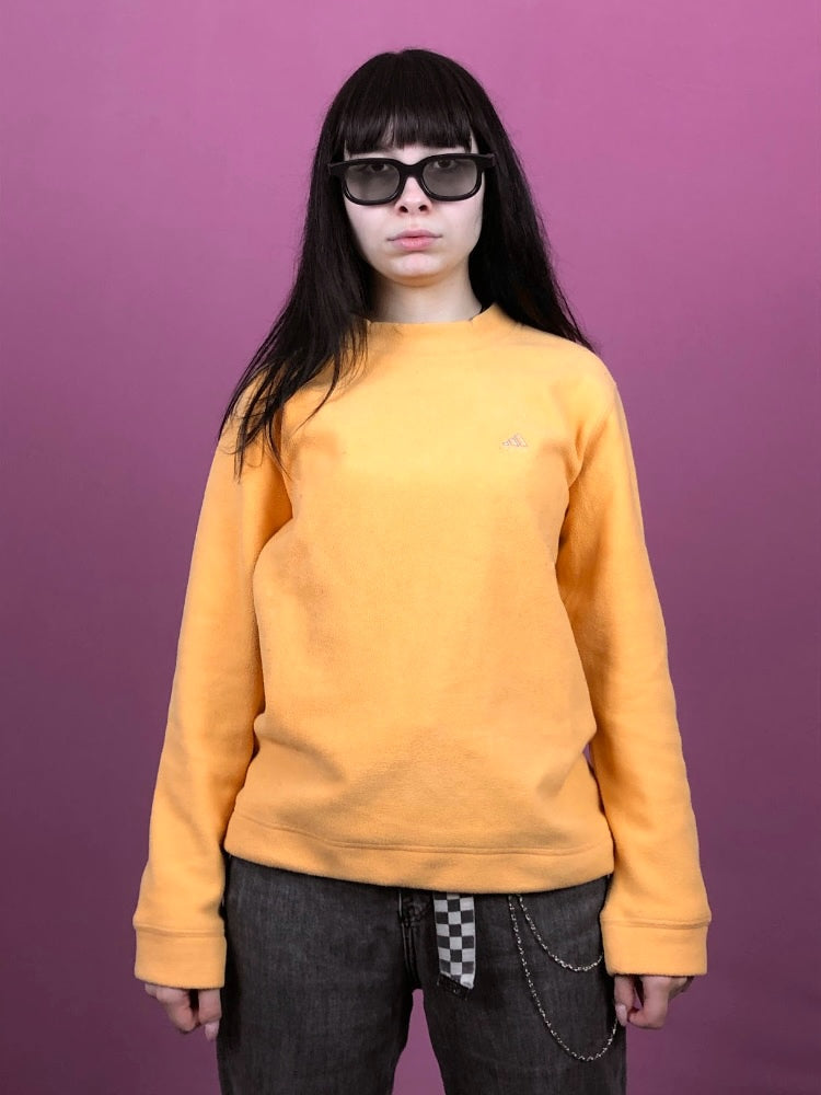 90s Adidas Vintage Women's Fleece Sweatshirt - M Orange Polyester