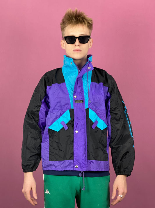 90s Astra Vintage Men's Rain Jacket - Small Purple & Multicolor Nylon