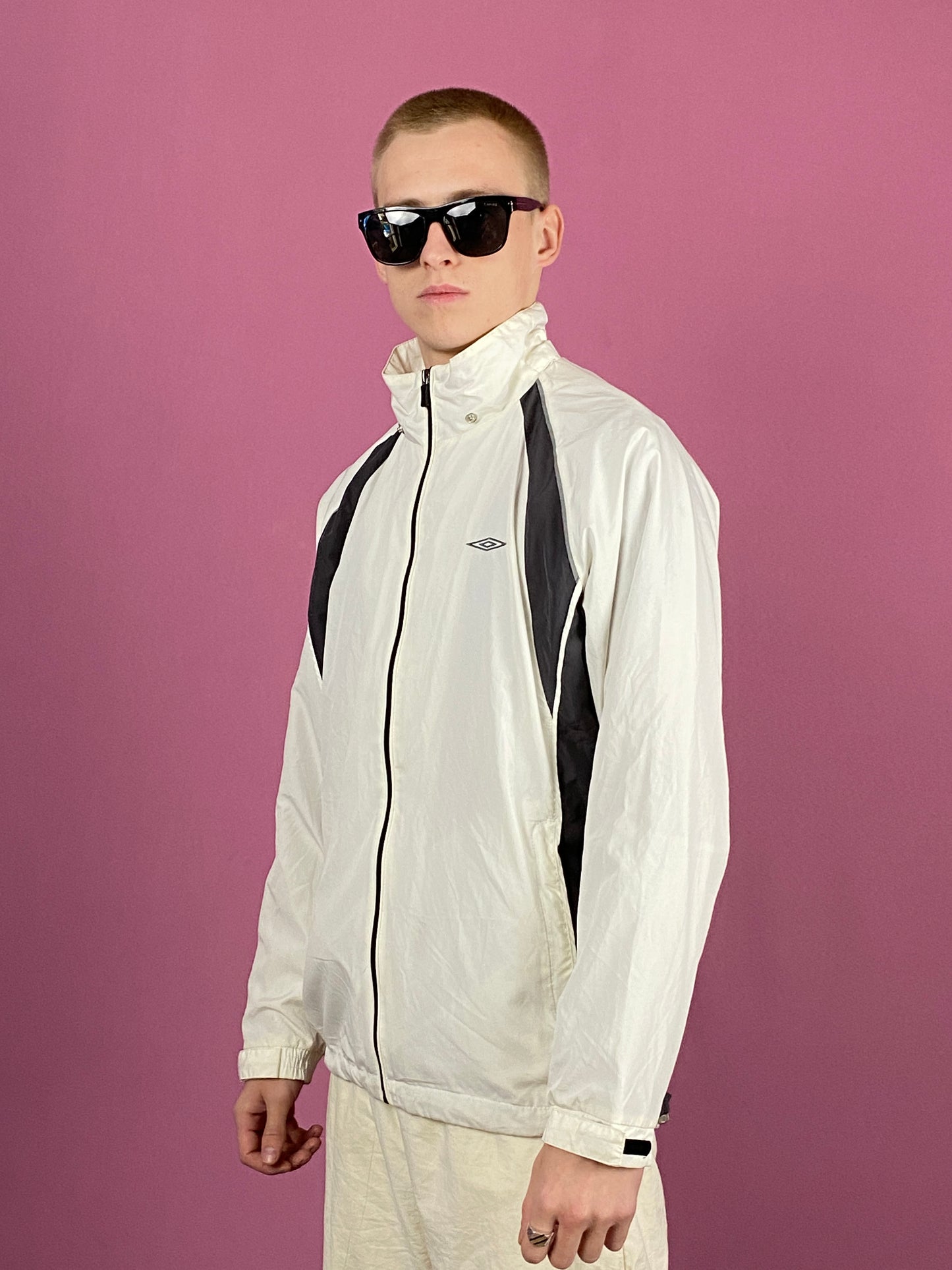 Umbro Vintage Men's Windbreaker Jacket - M White Polyester