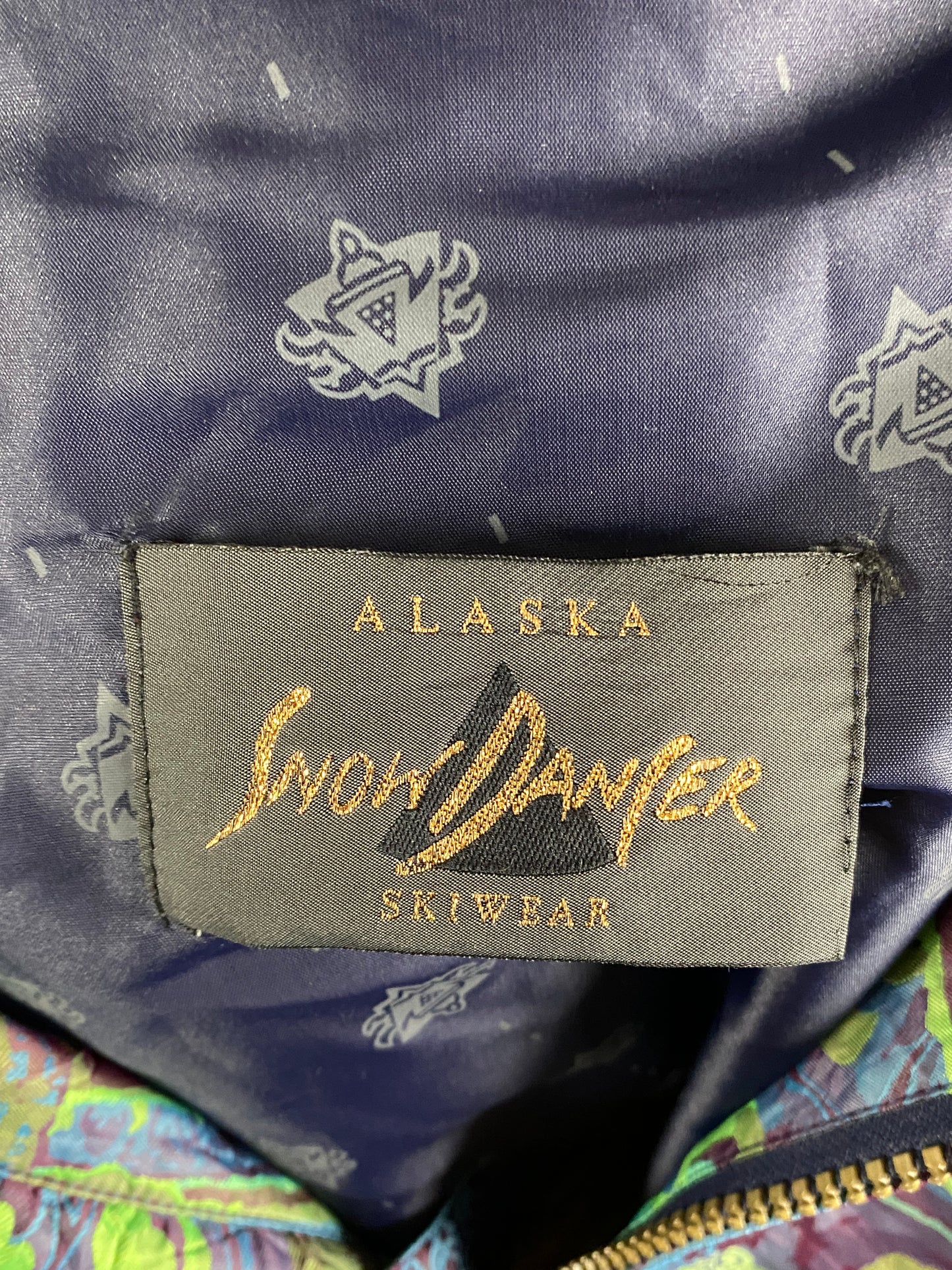 90s Alaska Snow Dancer Vintage Men's Abstract Ski Jacket - L Gray Nylon