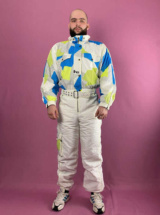 90s Elho Vintage Men's One Piece Ski Suit - L White Nylon