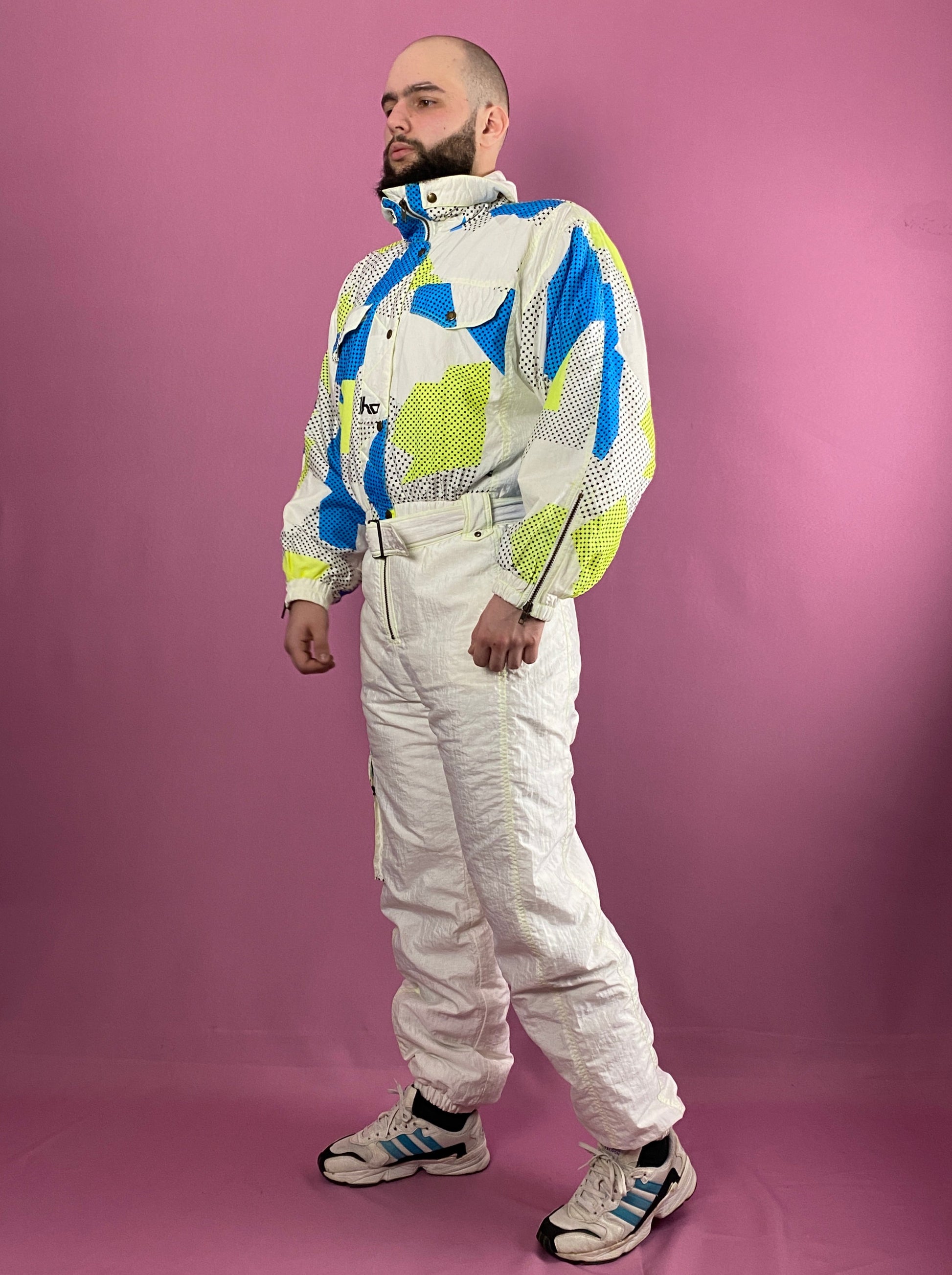 90s Elho Vintage Men's One Piece Ski Suit - L White Nylon