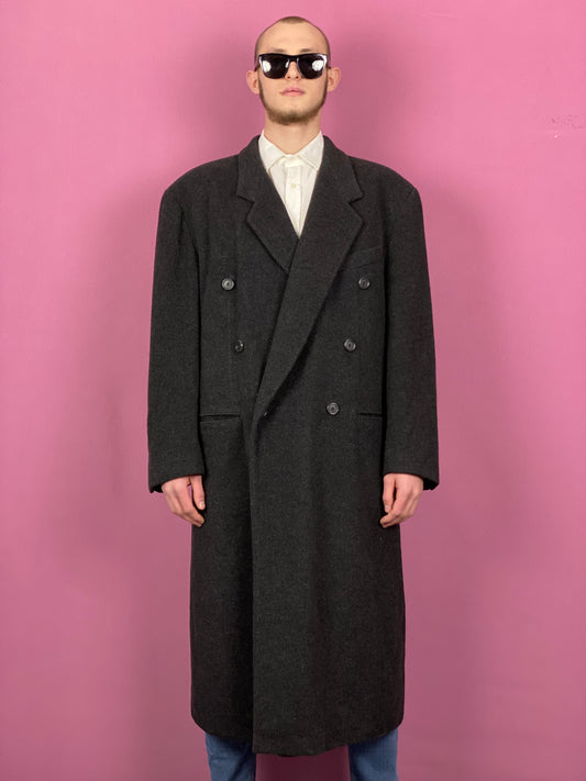 90s Hugo Boss Vintage Men's Coat - XL Black Wool