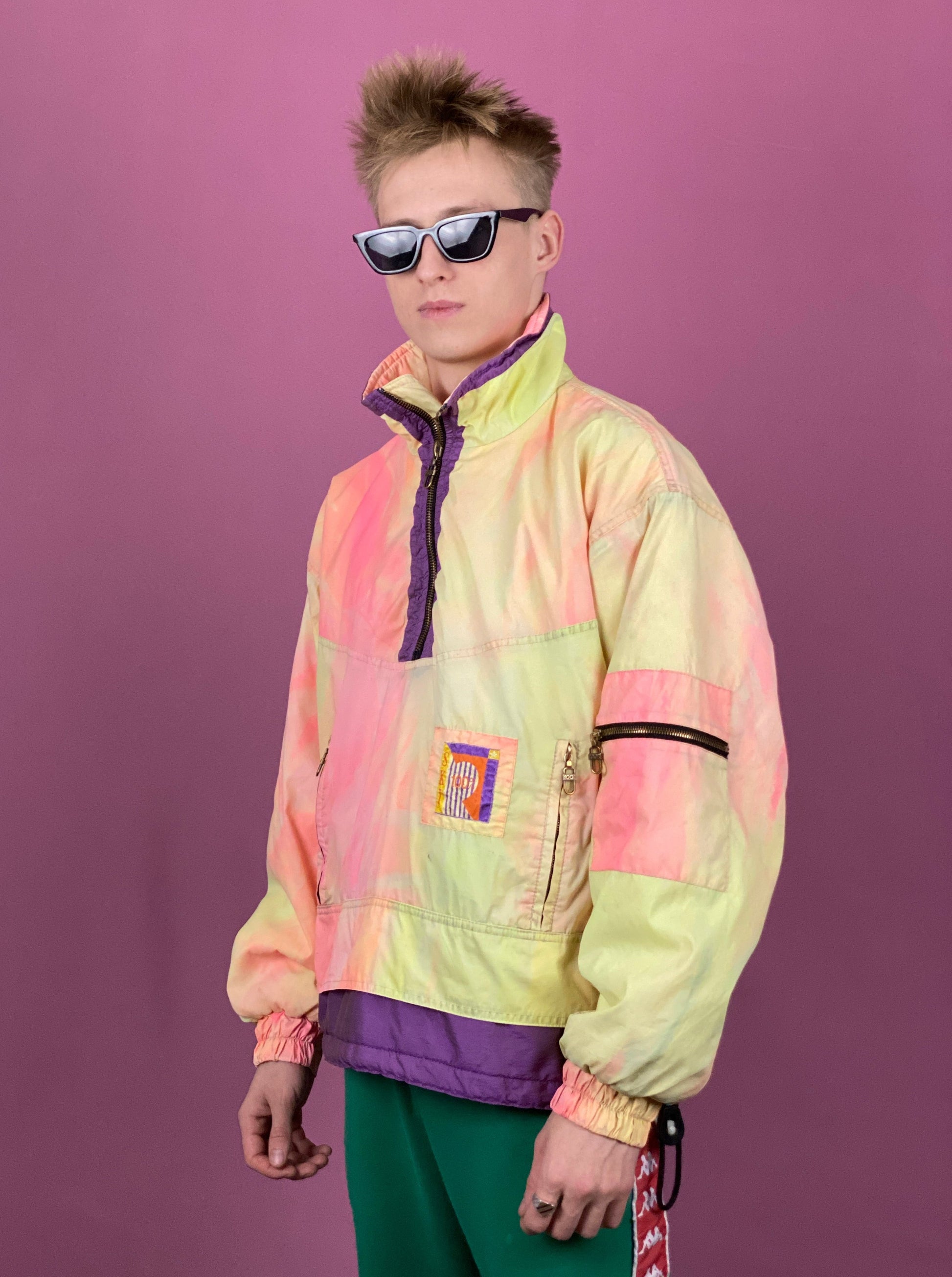 90s Vintage Men's Ski Jacket - Small Multicolor Nylon
