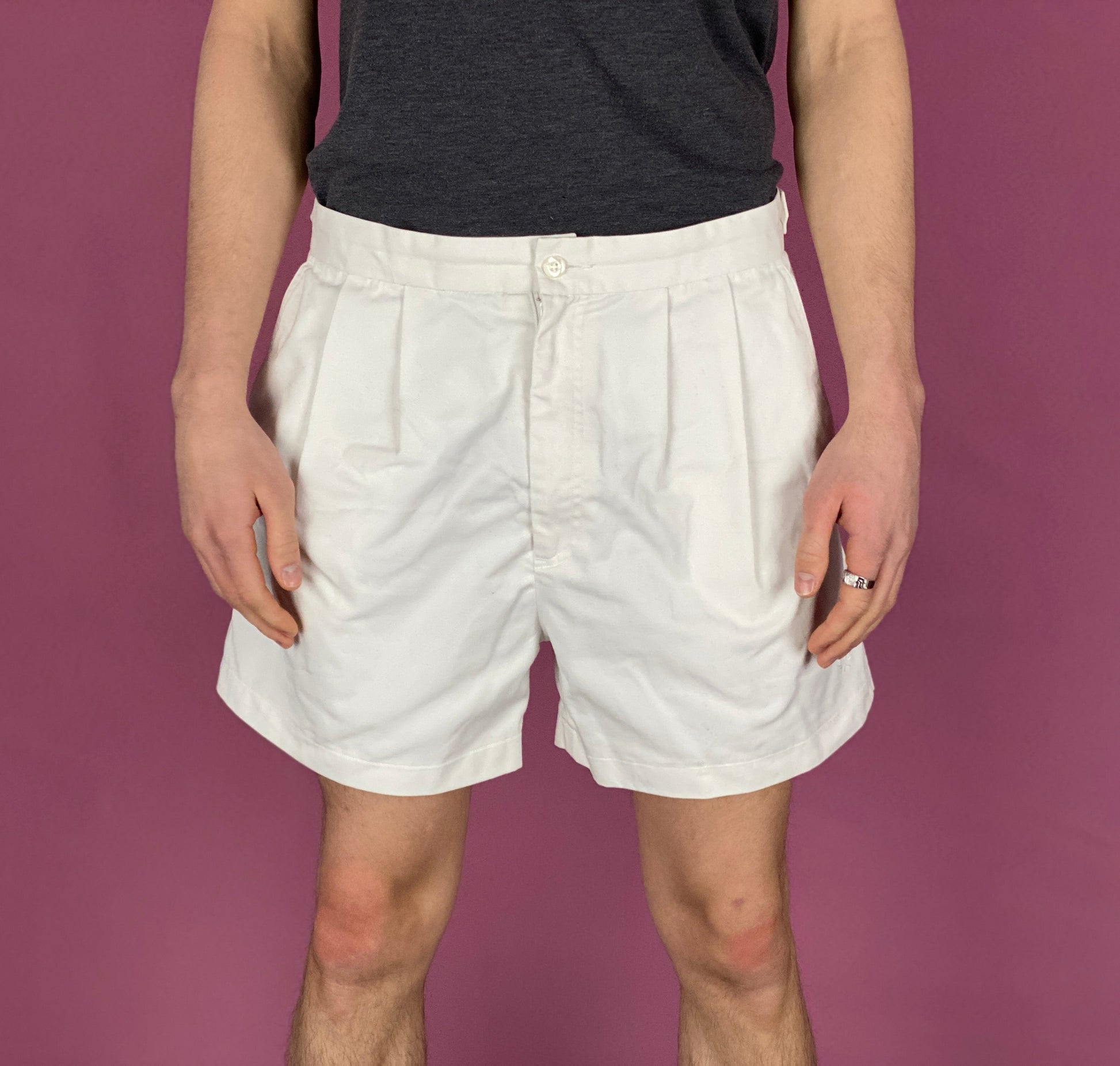 90s Fred Perry Vintage Men's Tennis Shorts - 36 White Polyester Blend