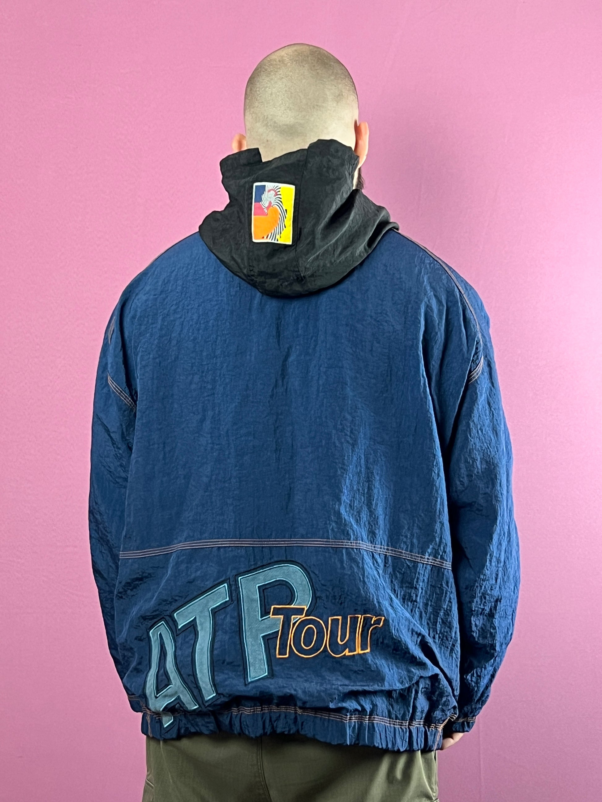 90s Adidas Originals ATP Tour Tennis Vintage Men's Hooded Windbreaker Jacket - L