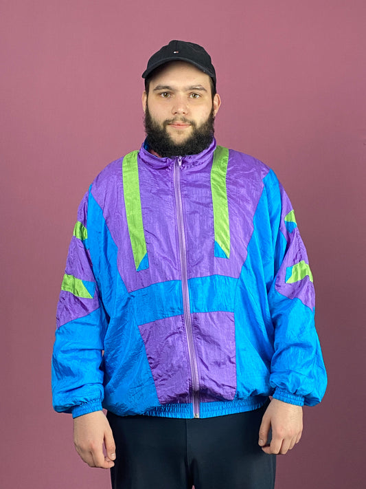 90s Vintage Men's ��olorful Windbreaker Jacket - XL Multicolor Nylon