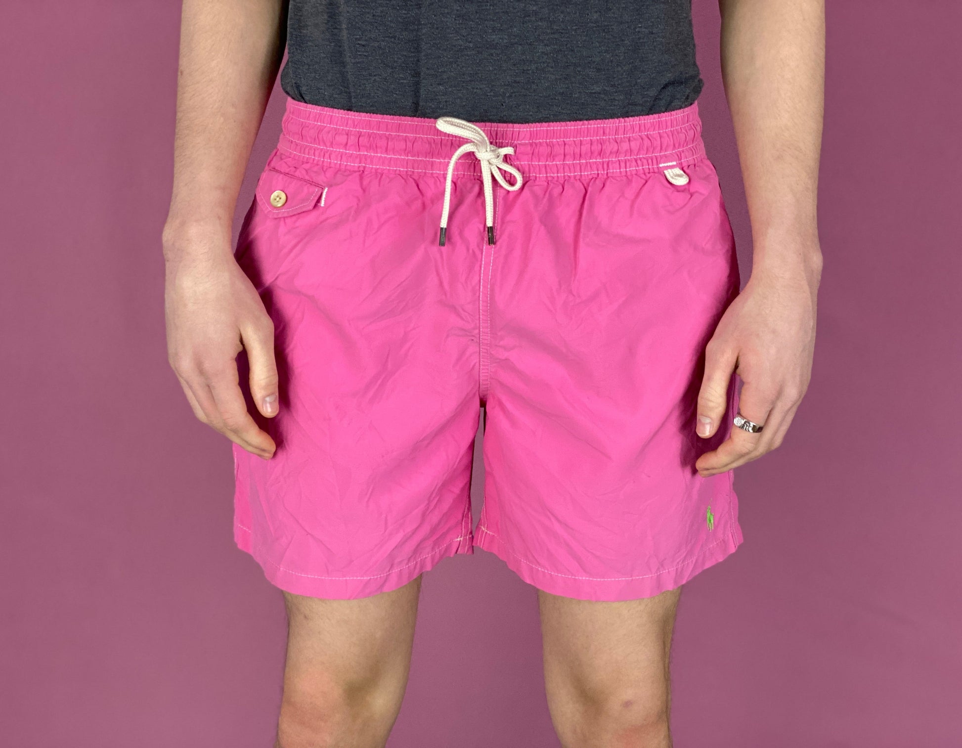 Polo Ralph Lauren Vintage Men's Swim Shorts - Medium Pink Polyester