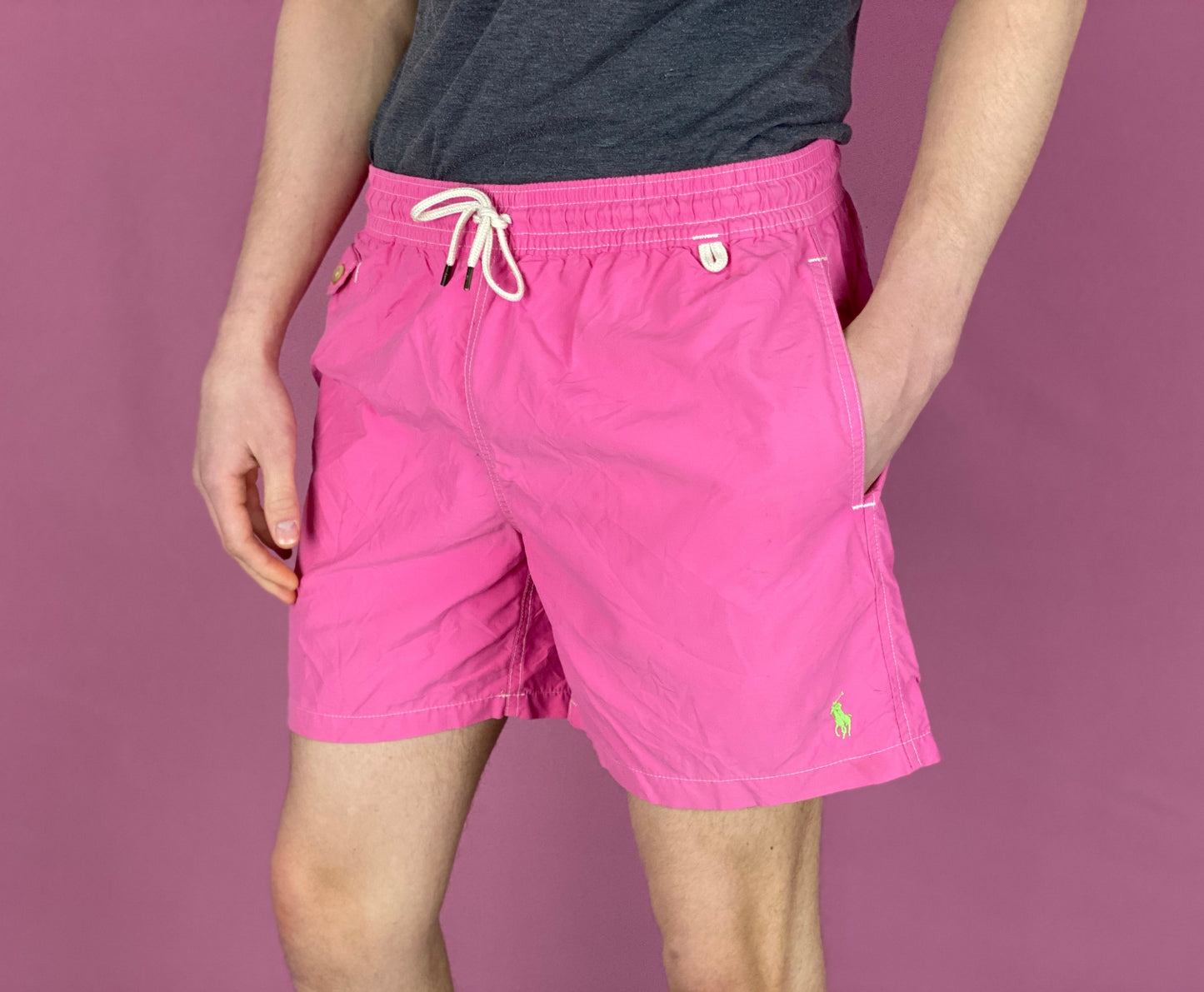 Polo Ralph Lauren Vintage Men's Swim Shorts - Medium Pink Polyester