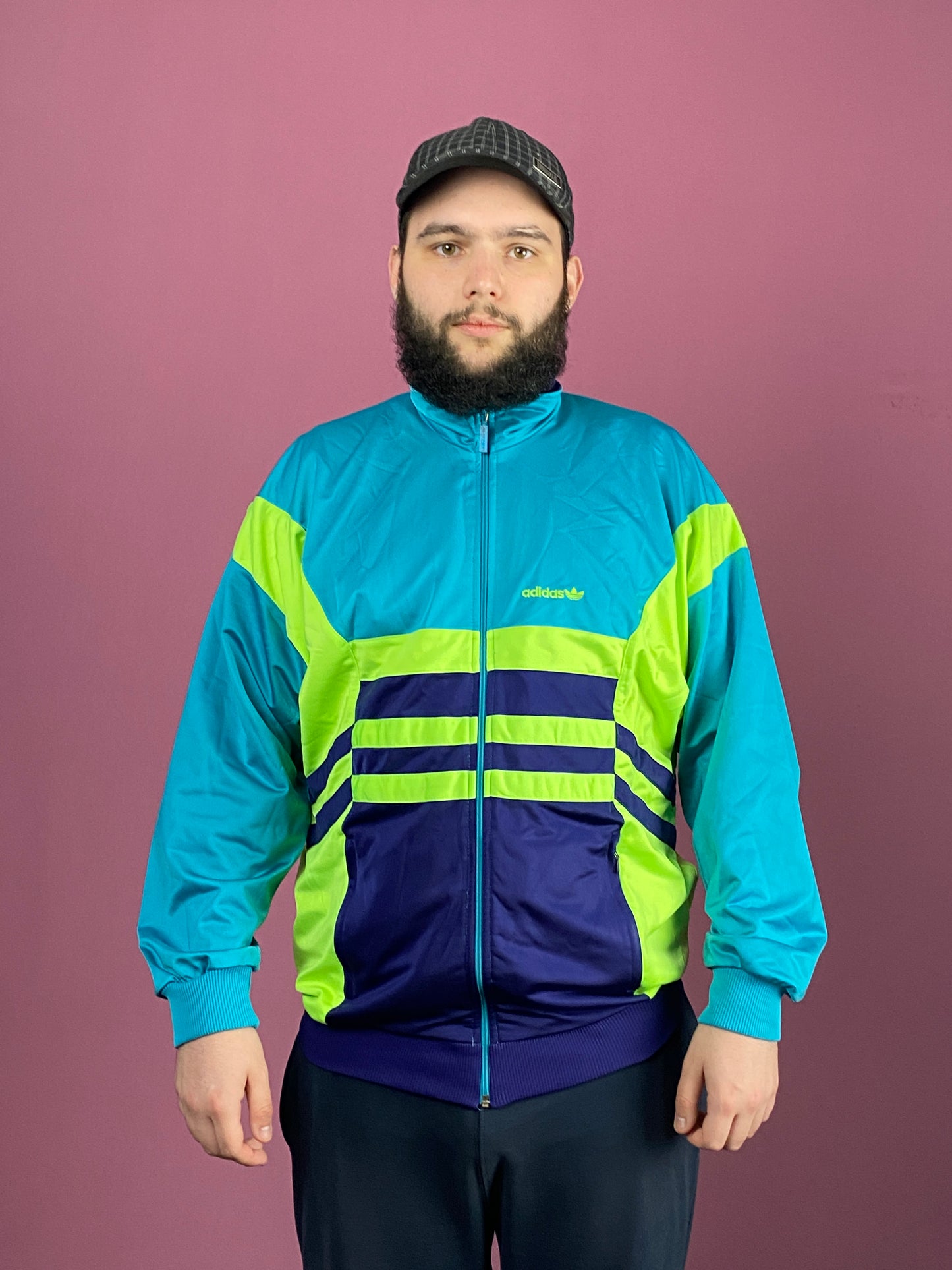 90s Adidas VIntage Men's Track Jacket - Large Multicolor Polyester