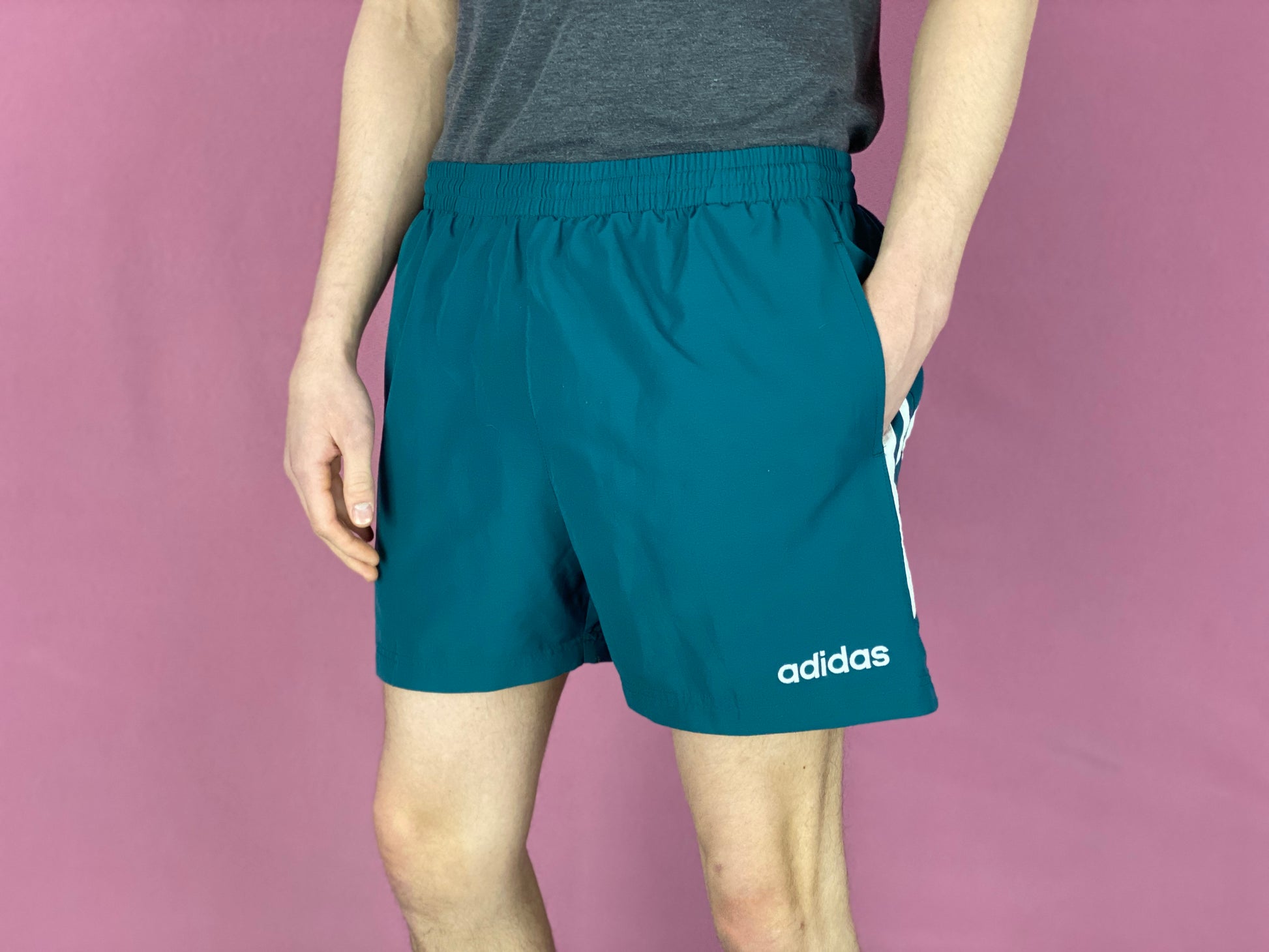 90s Adidas Vintage Men's Sport Shorts - Large Green Polyester