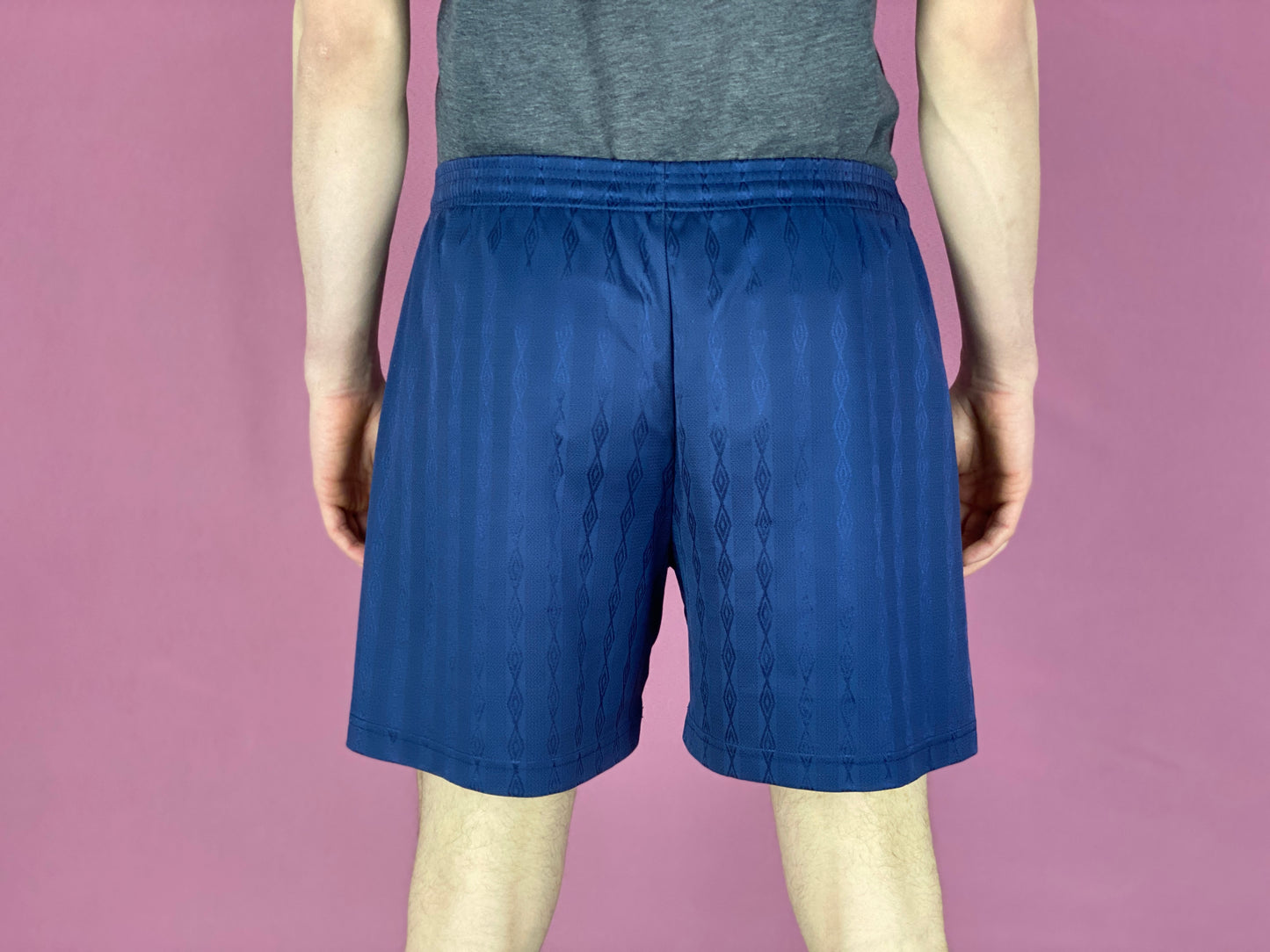 90s Umbro Vintage Men's Track Shorts - Medium Navy Blue Polyester