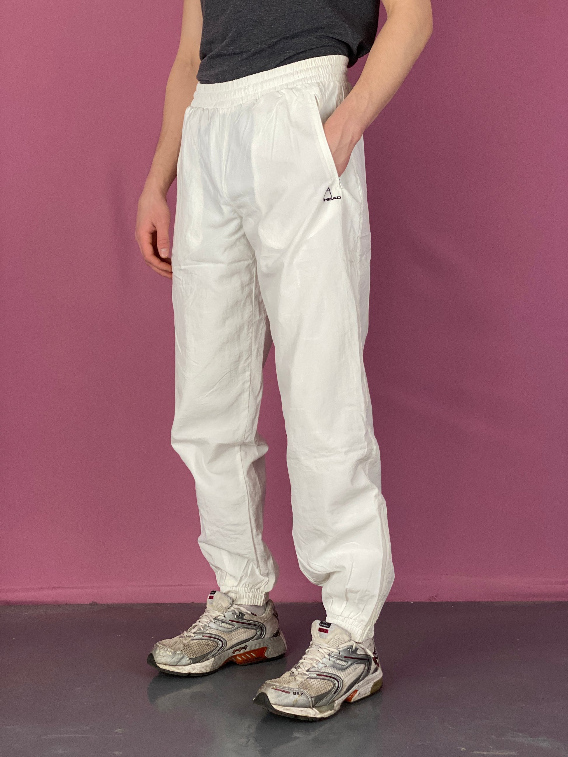 Head Vintage Men's Track Pants - L White Nylon