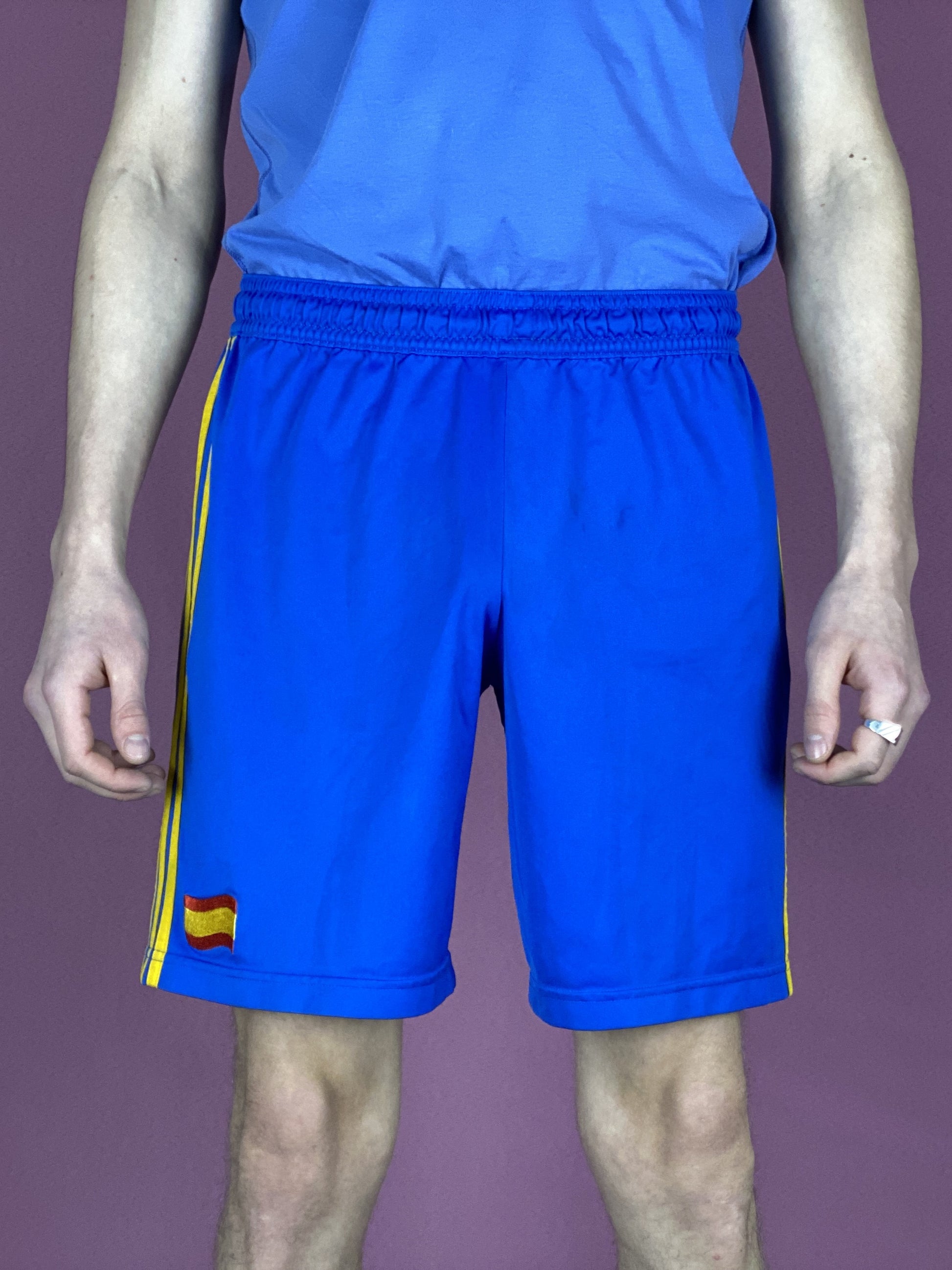 Adidas Spain Vintage Men's Track Shorts - Medium Blue Polyester