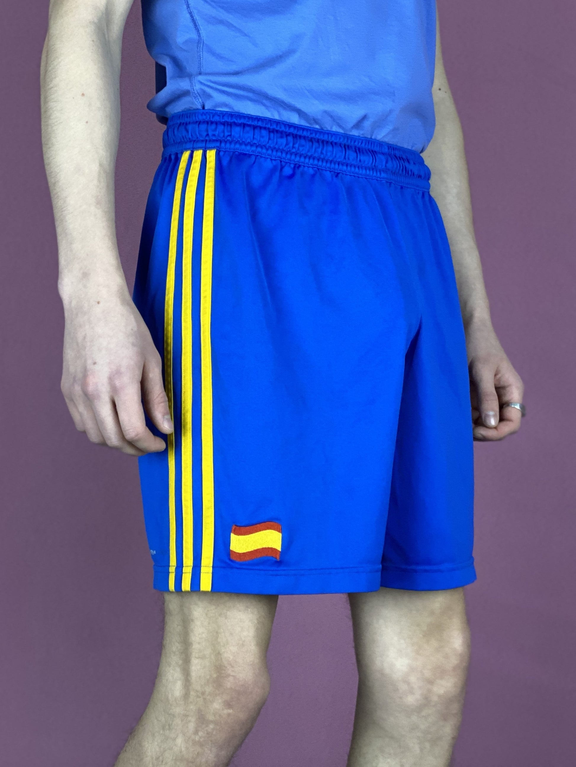 Adidas Spain Vintage Men's Track Shorts - Medium Blue Polyester