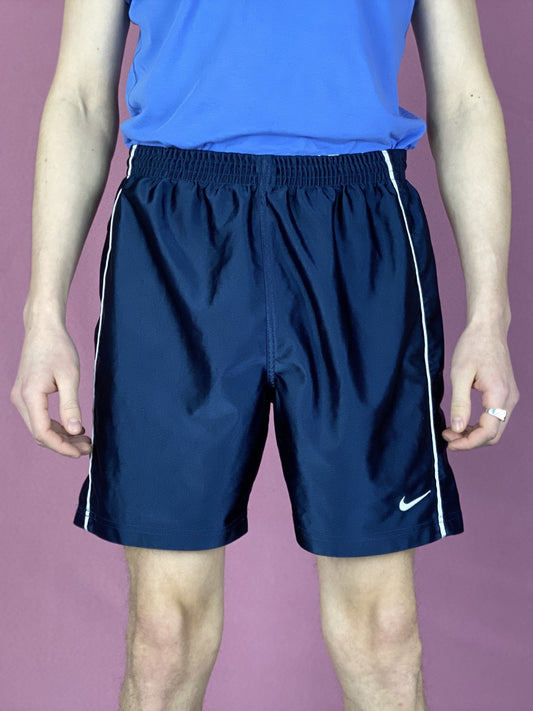 NIke Vintage Men's Track Shorts - Small Navy Blue Polyester