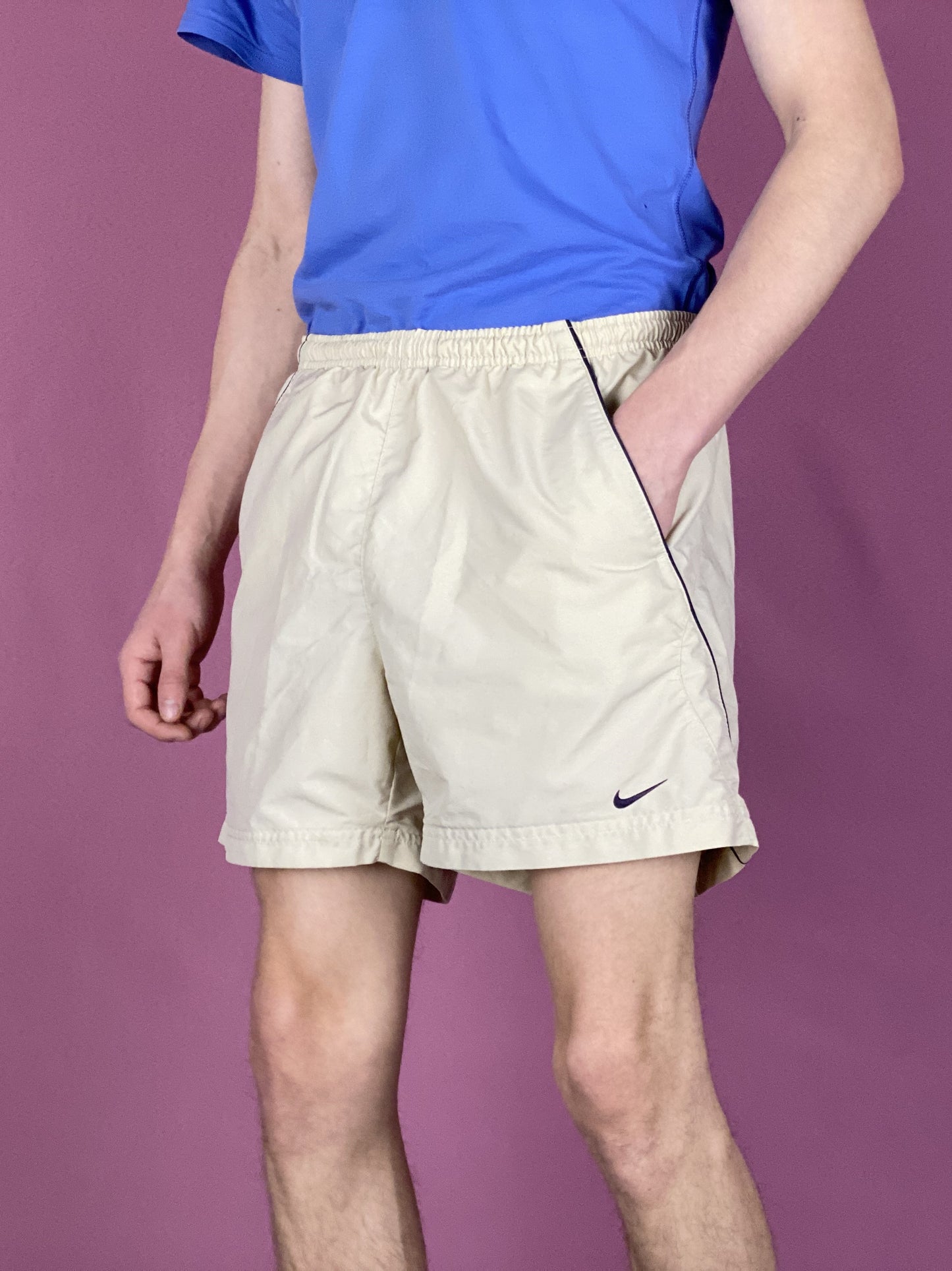 NIke Vintage Men's Sport Shorts - Medium Cream Polyester