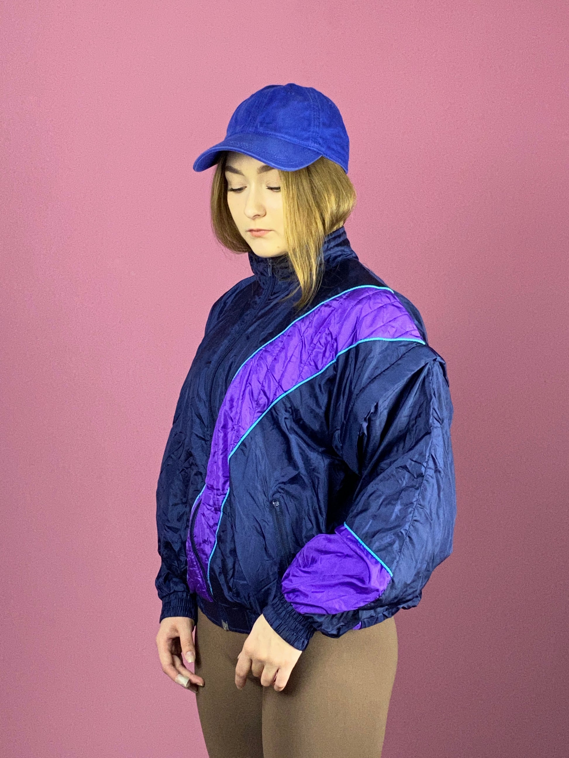 90s Snapper Vintage Women's Windbreaker Jacket - Small Purple Nylon