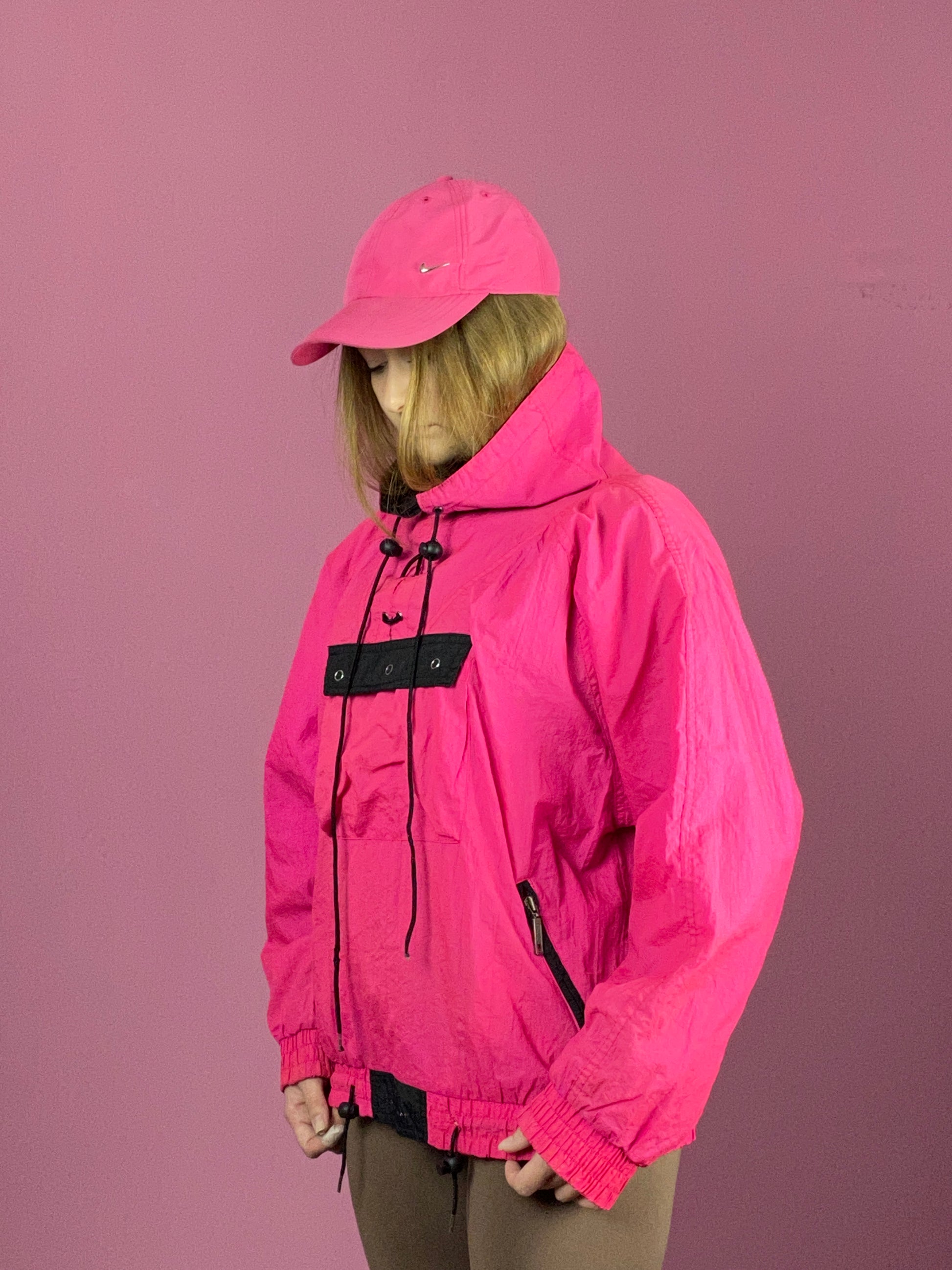 Champion Vintage Women's Windbreaker Jacket - XL Pink Nylon