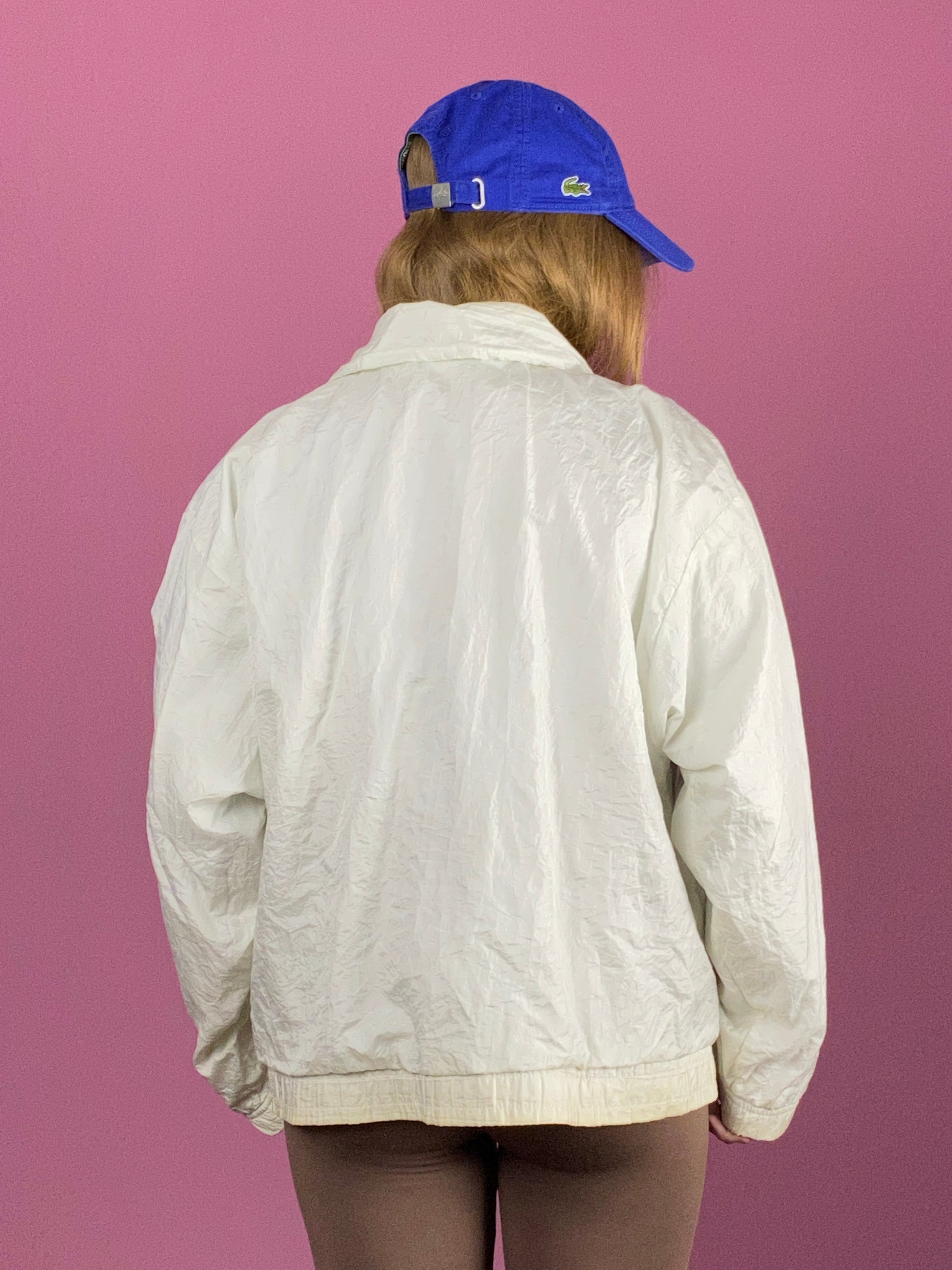 90s Sergio Tacchini Women's Windbreaker Jacket - Large White Polyester