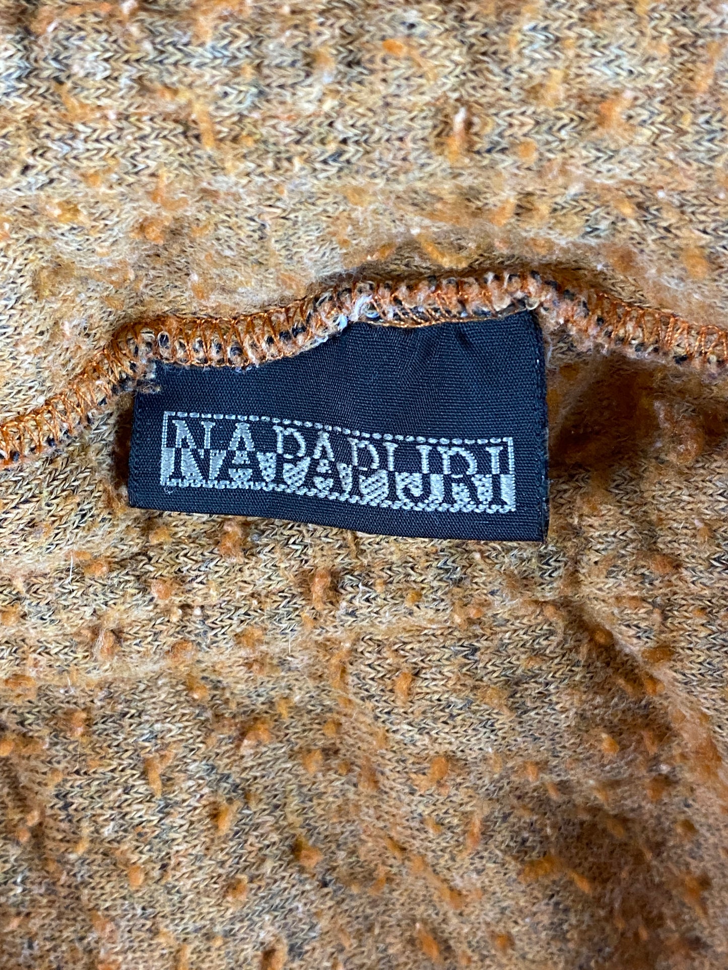 90s Napapijri Vintage Men's Quarter Zip Sherpa Fleece - XXL Orange Polyester