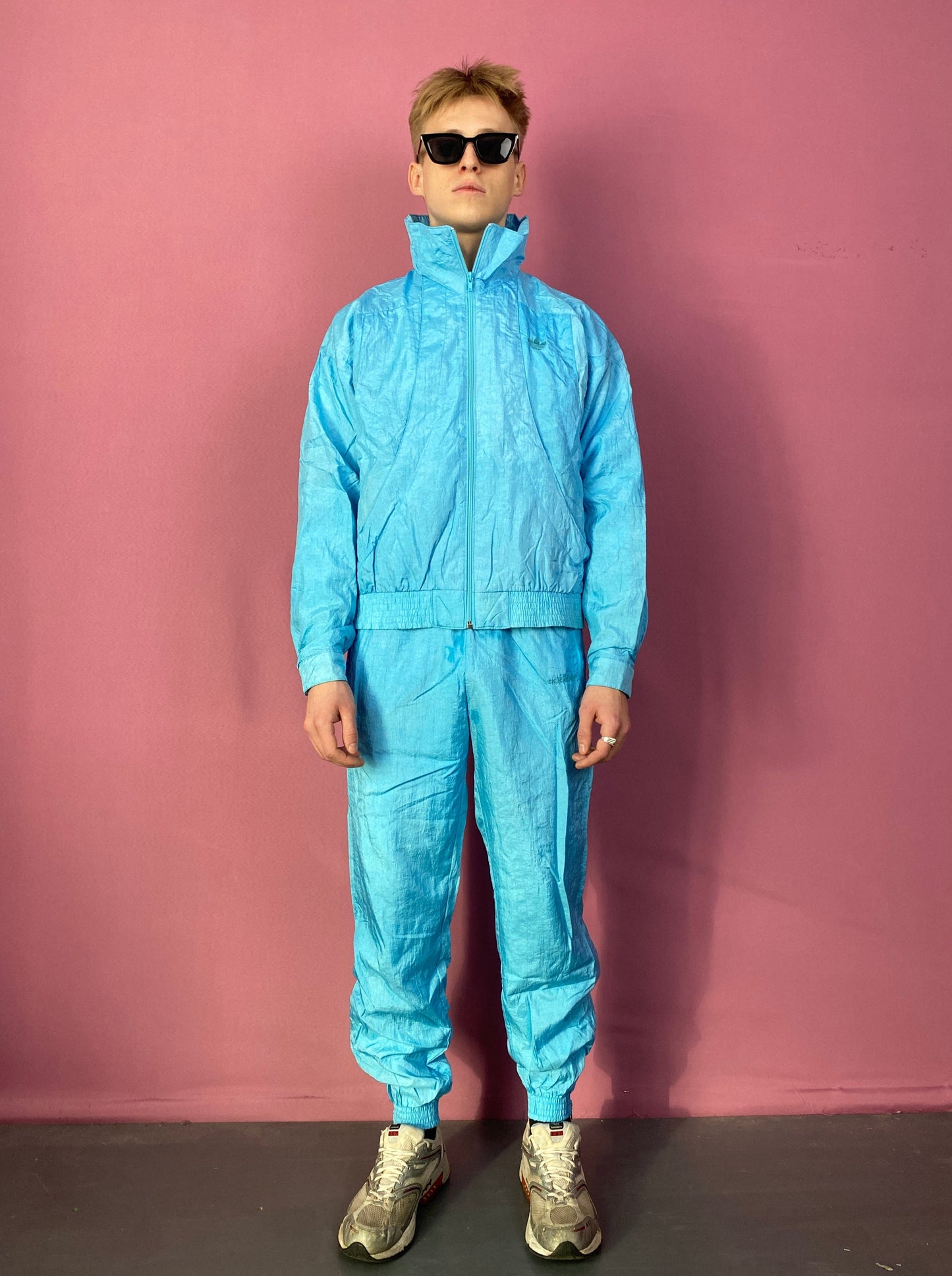 90s Adidas Originals Vintage Men's Tracksuit Set - S Blue Nylon