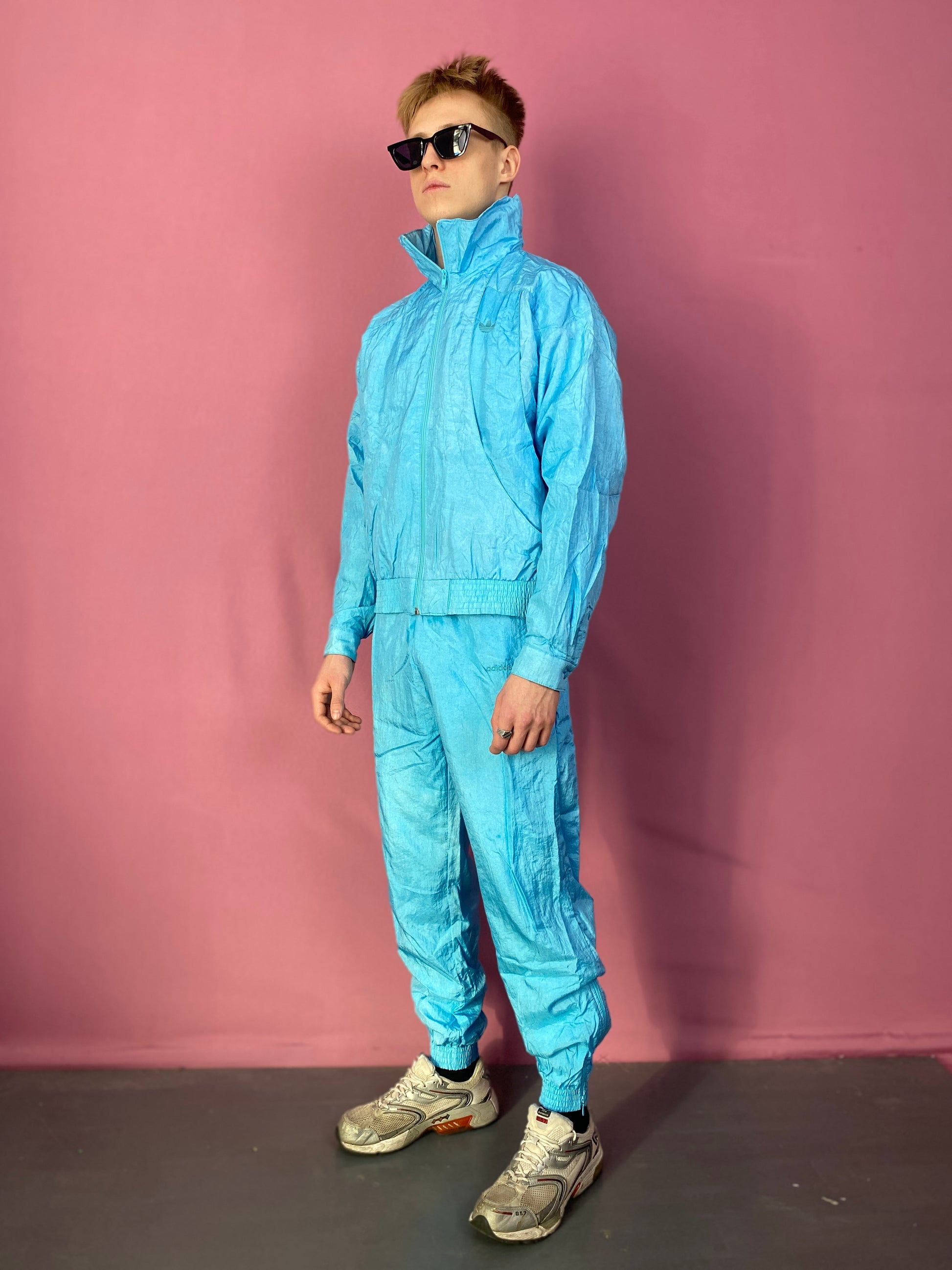 90s Adidas Originals Vintage Men's Tracksuit Set - S Blue Nylon