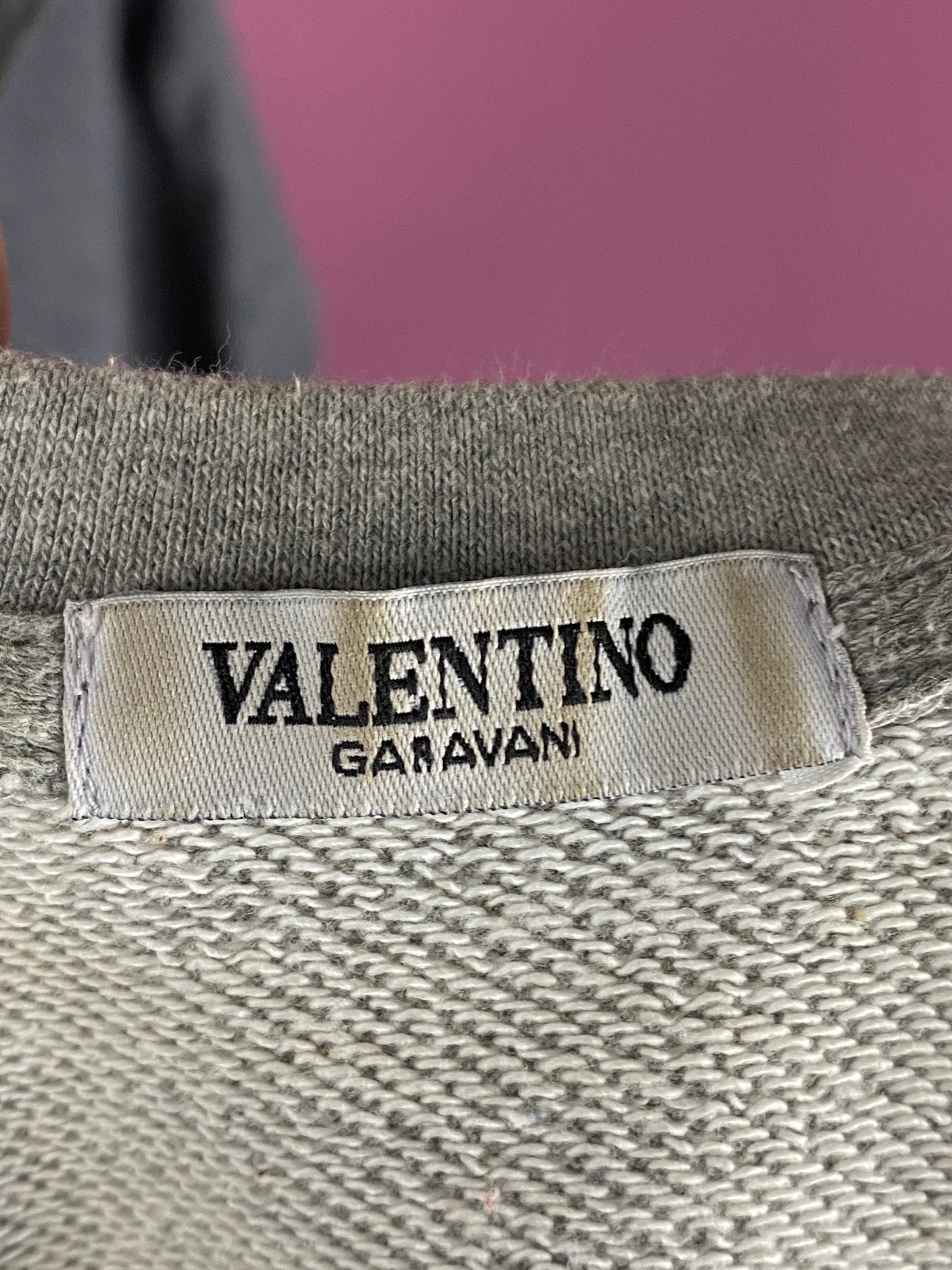 Valentino VLTN Logo Vintage Men's Sweatshirt - L Gray Cotton Blend