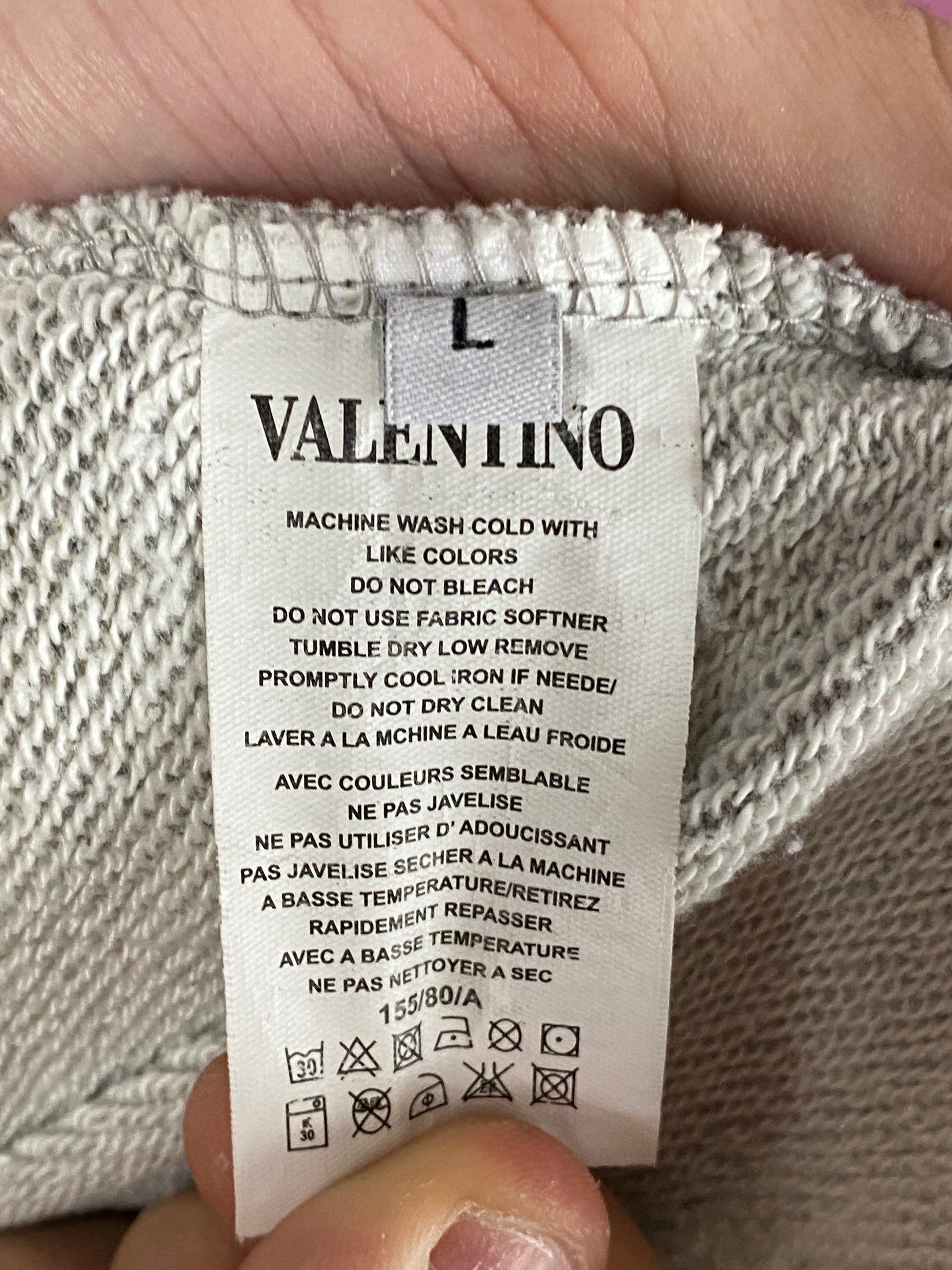 Valentino VLTN Logo Vintage Men's Sweatshirt - L Gray Cotton Blend