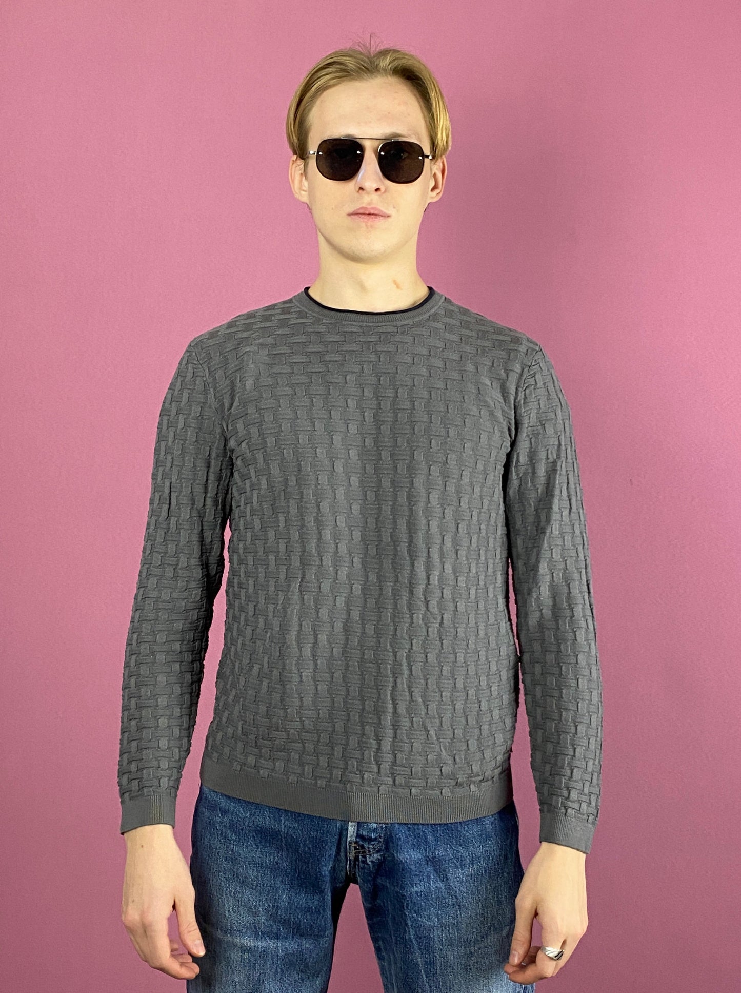 Emporio Armani Vintage Men's Sweater - M Gray Viscosa Blend