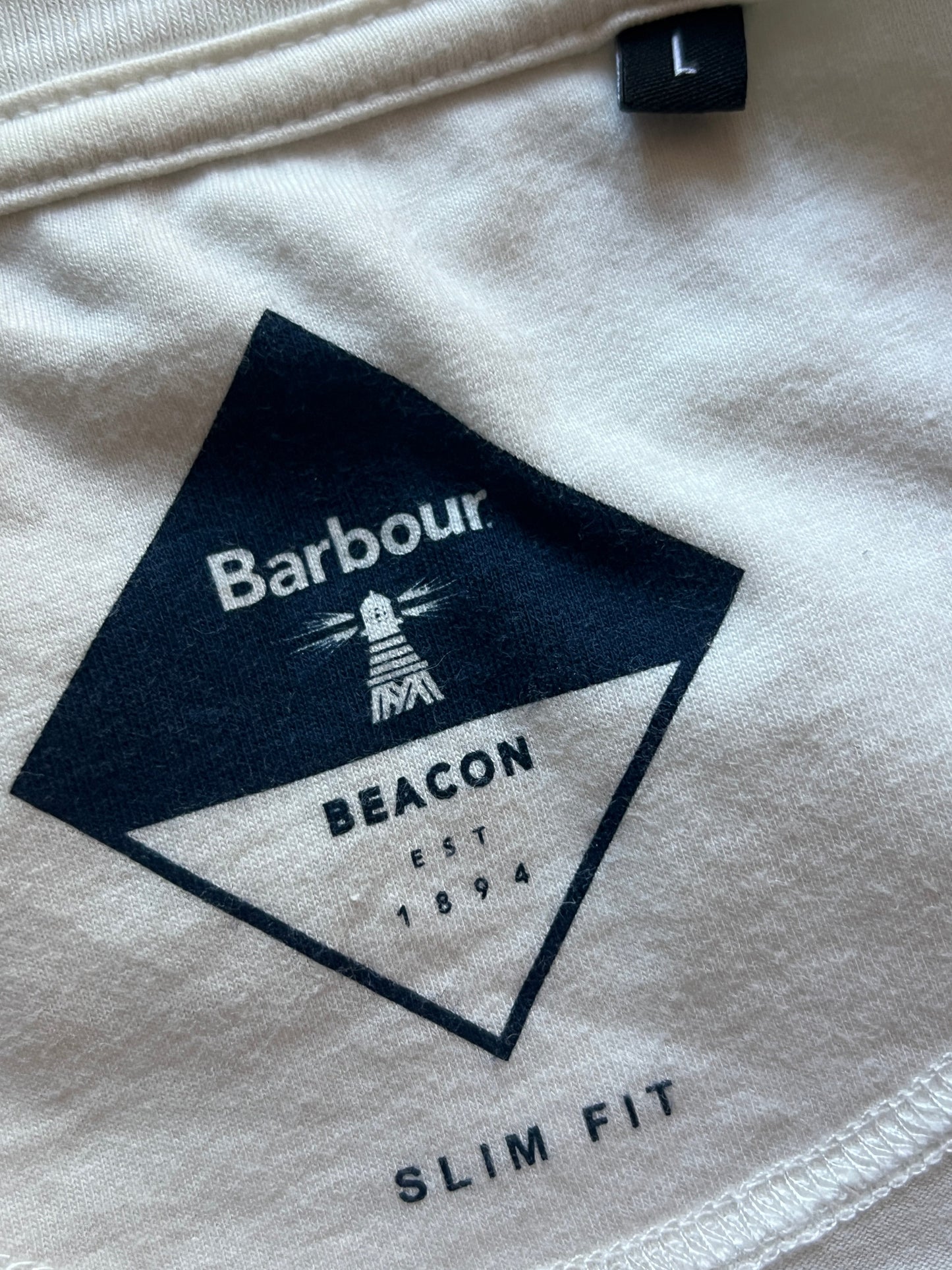 Barbour Beacon Diamond Vintage Men's T-Shirt - L White Cotton