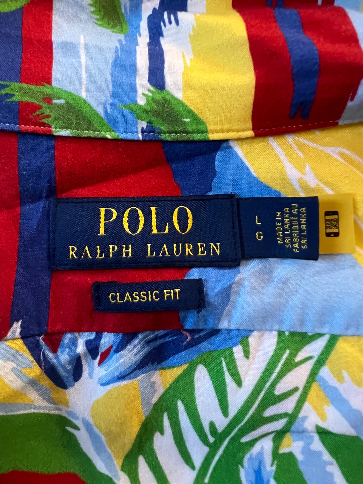 Polo Raplh Lauren Men's Cruise Ship Patterned Hawaiian Shirt - L Multicolor & Red Viscosa