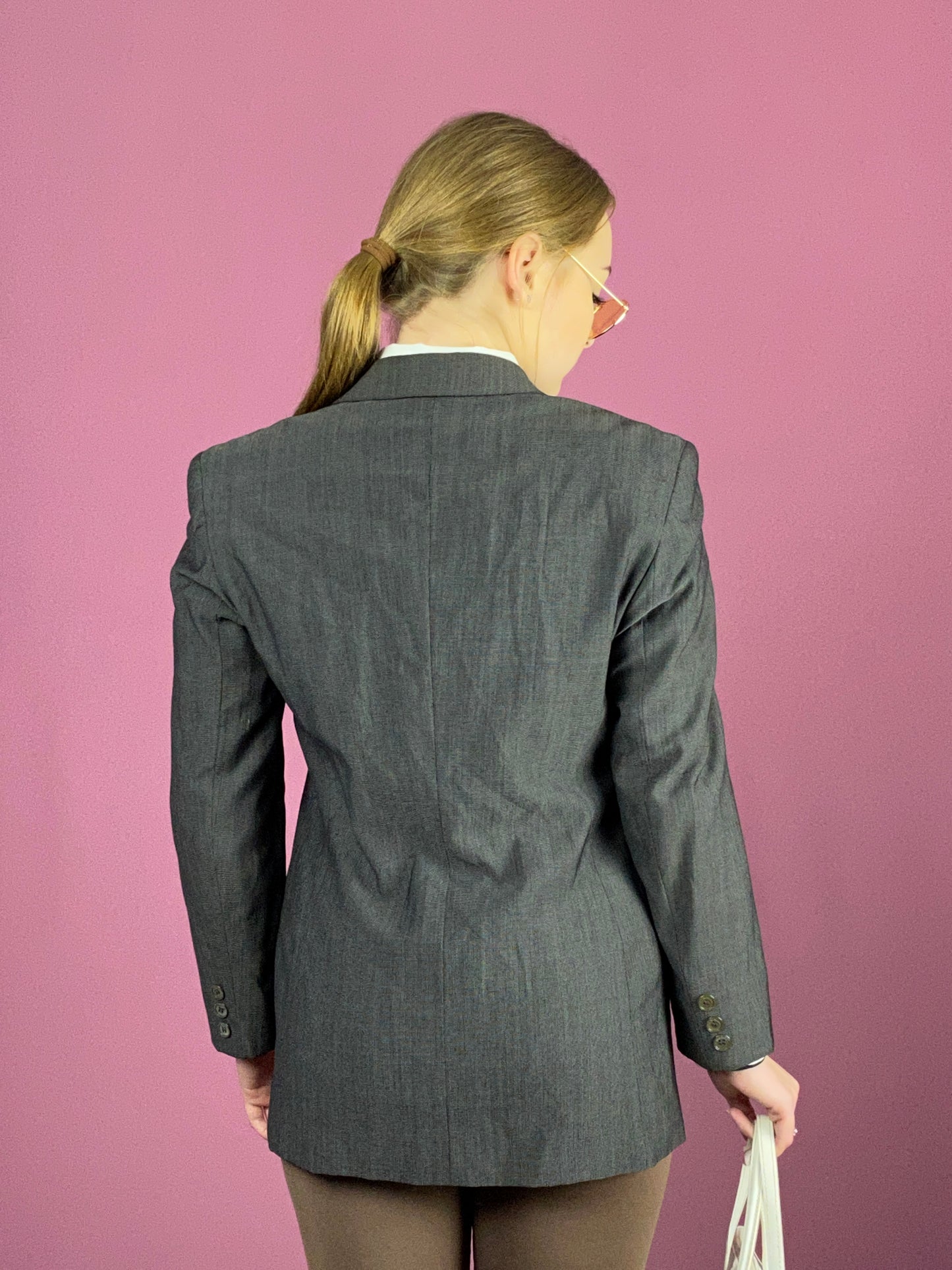 Max Mara Vintage Women's Suit Blazer - Medium Gray Wool Blend
