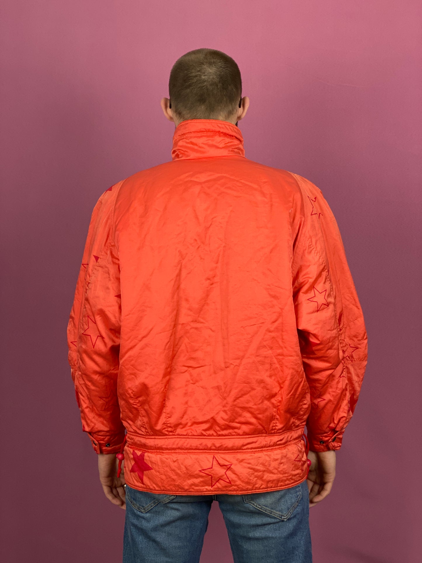 90s Vintage Men's Ski Jacket - Medium Orange Nylon