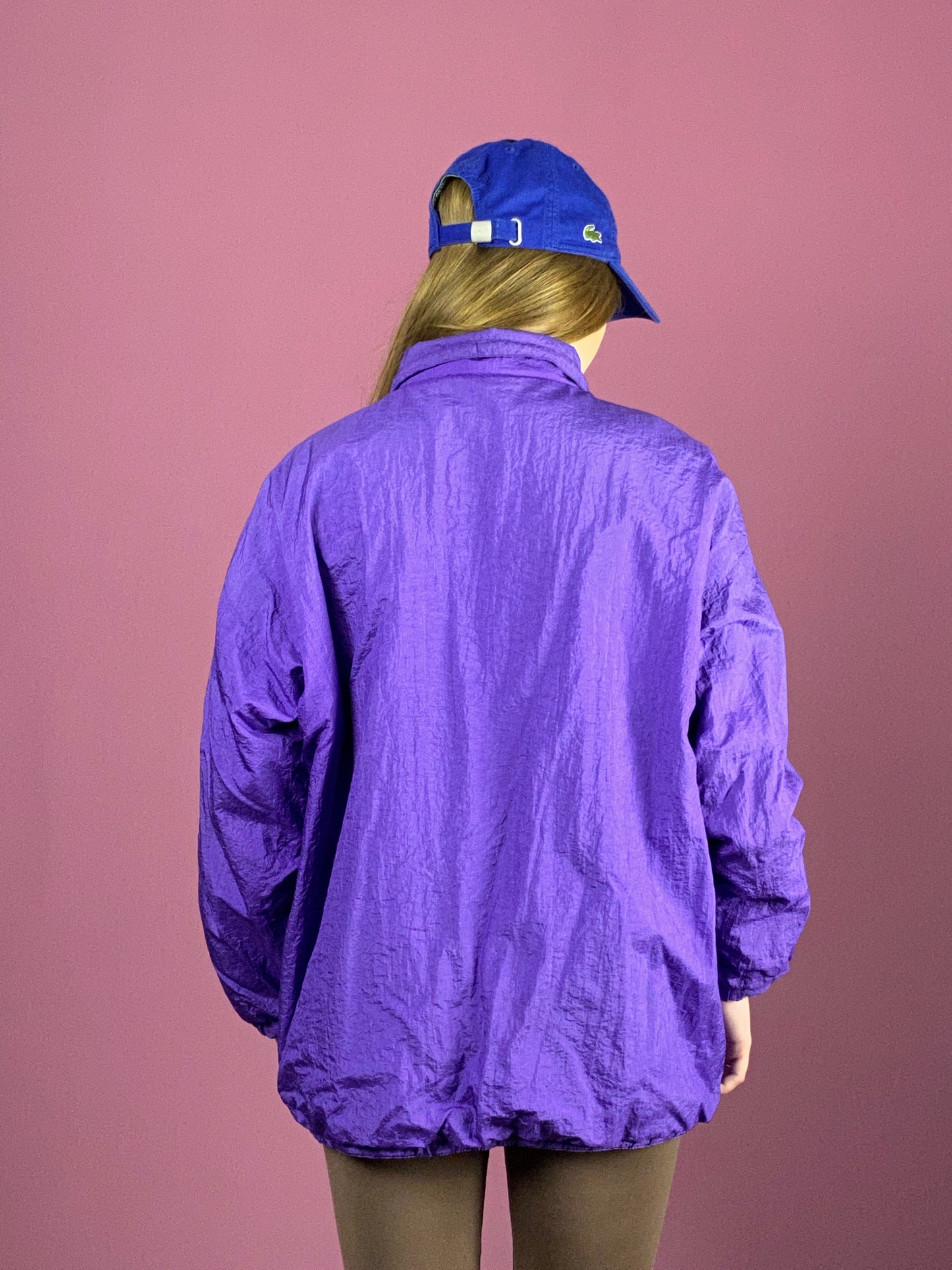 90s Vintage Women's Windbreaker Jacket - Medium Purple Nylon