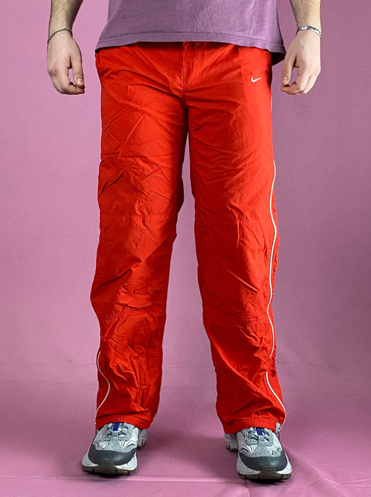 Nike Vintage Men's Side-Zip Track Pants - M Red Nylon