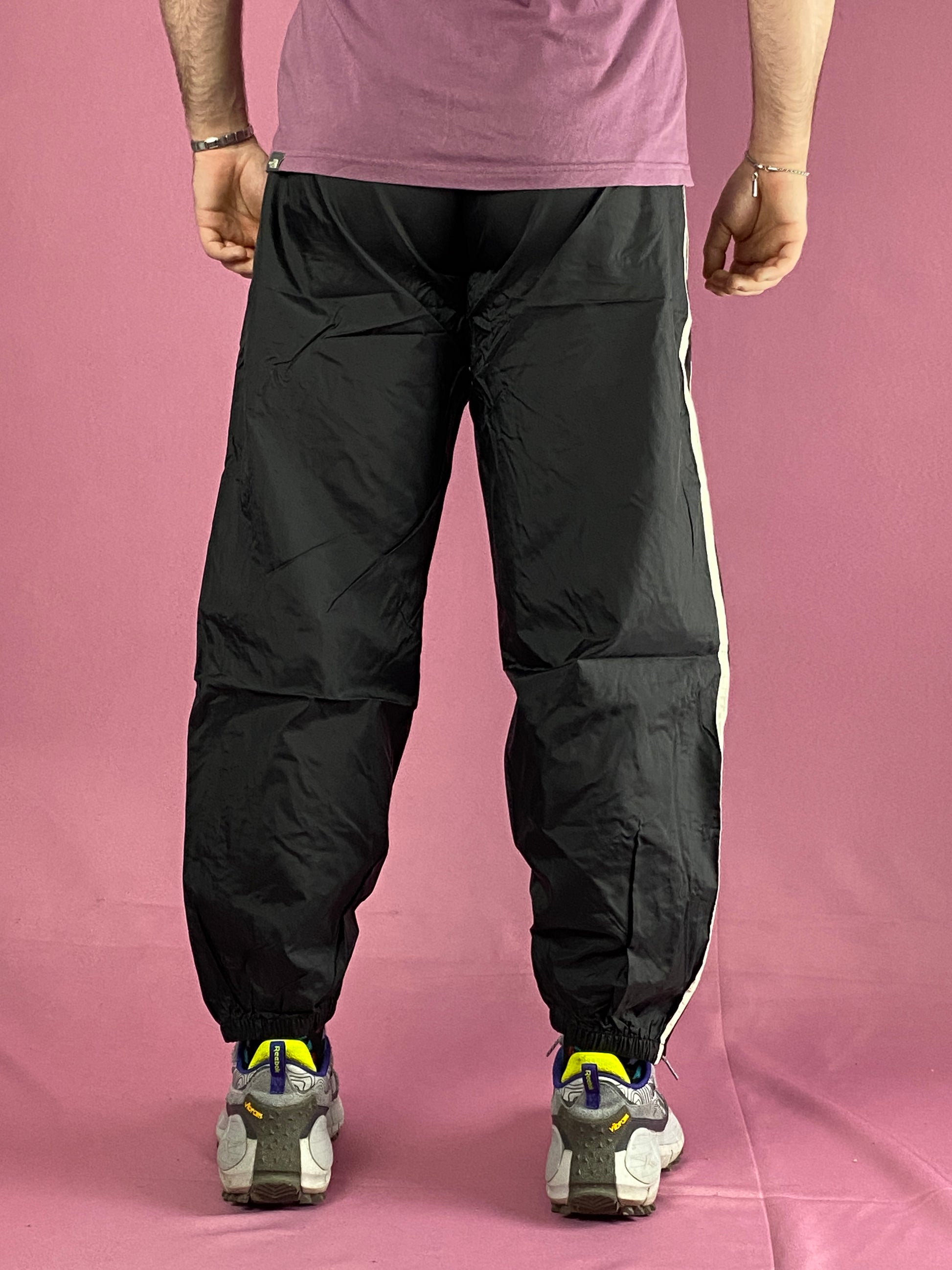 90s Adidas Vintage Men's Baggy Track Pants - M Black Nylon
