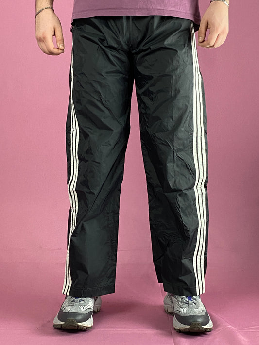 80s Adidas Vintage Men's Track Pants - L Black Nylon