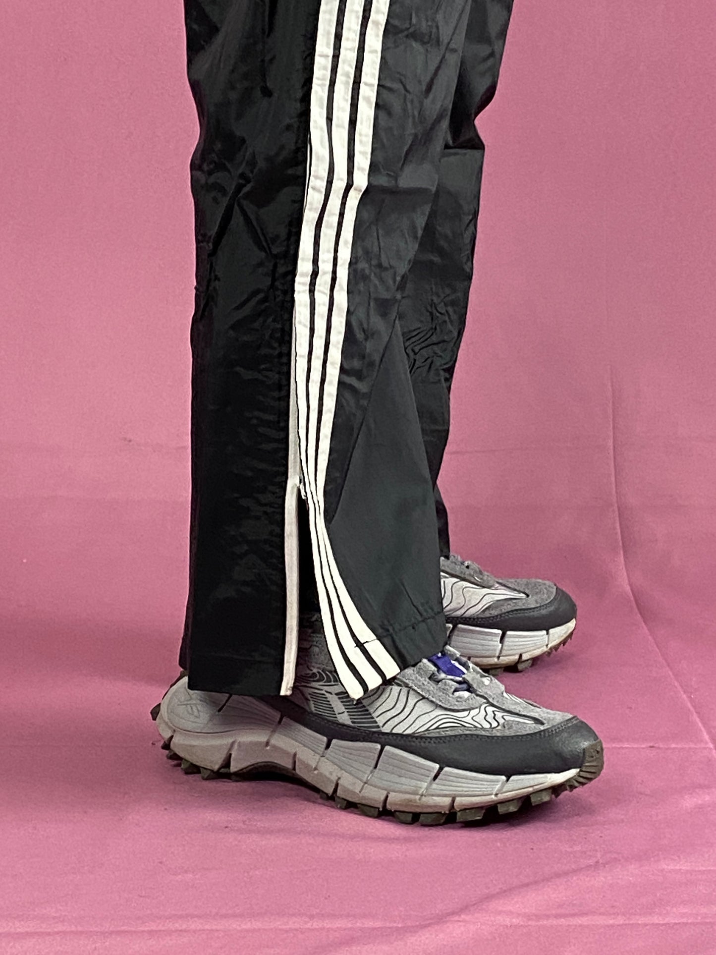 80s Adidas Vintage Men's Track Pants - L Black Nylon