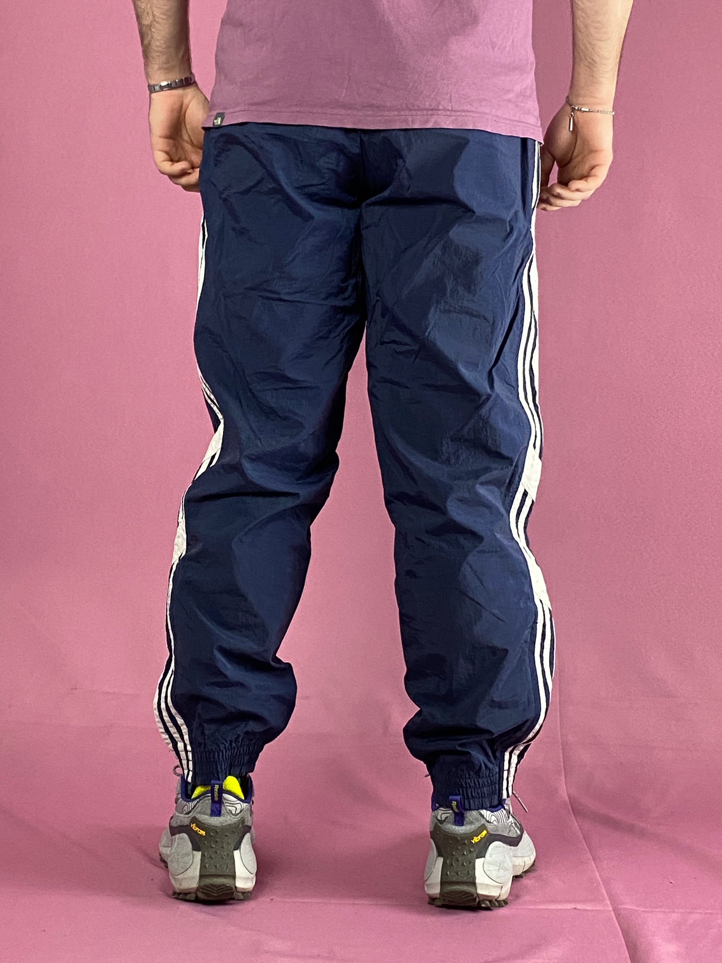 90s Adidas Vintage Men's Tracksuit Pants - L Navy Blue Nylon