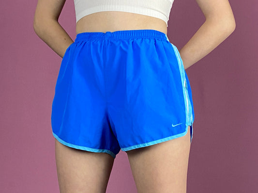 Nike Vintage Women's Running Booty Shorts - Medium Blue Polyester