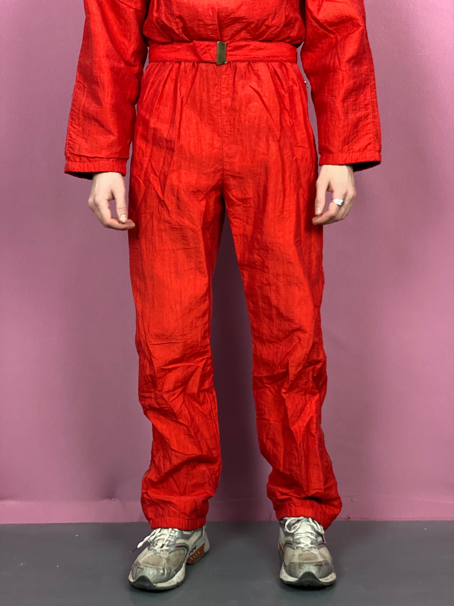 HCC Vintage Men's One Piece Ski Suit - Medium Red Nylon