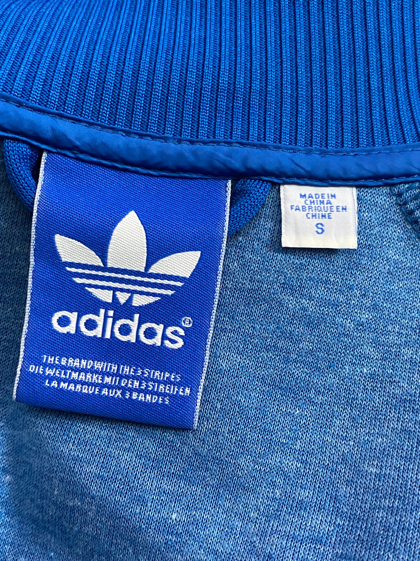 Adidas Vintage Men's Track Jacket - S Blue Polyester Blend