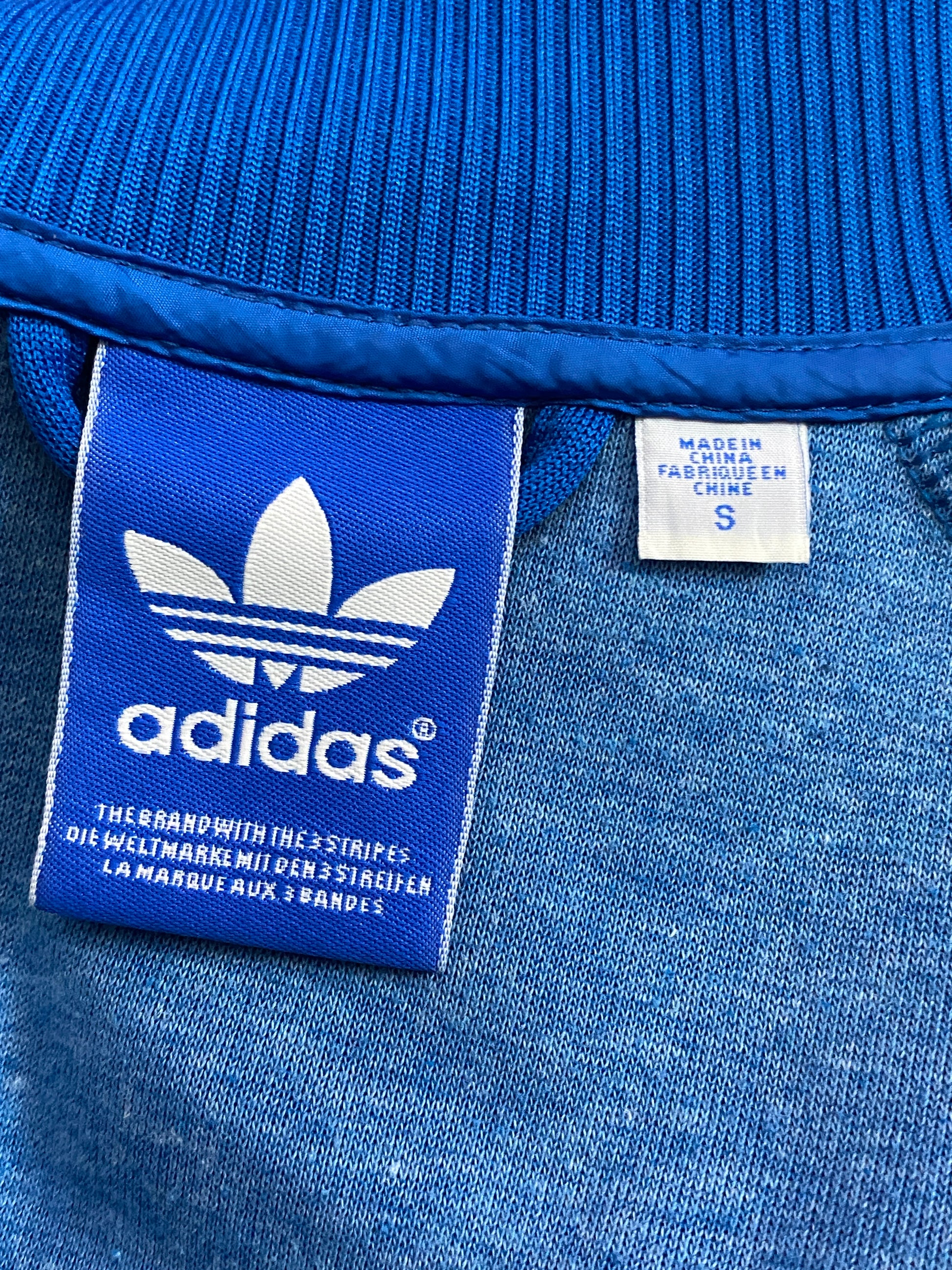 Adidas Vintage Men's Track Jacket - S Blue Polyester Blend