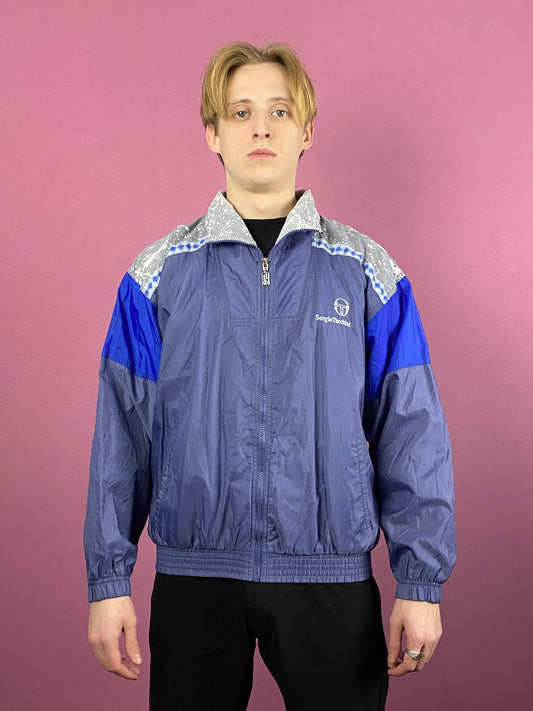 90s Sergio Tacchini Vintage Men's Windbreaker Jacket - S Blue Nylon