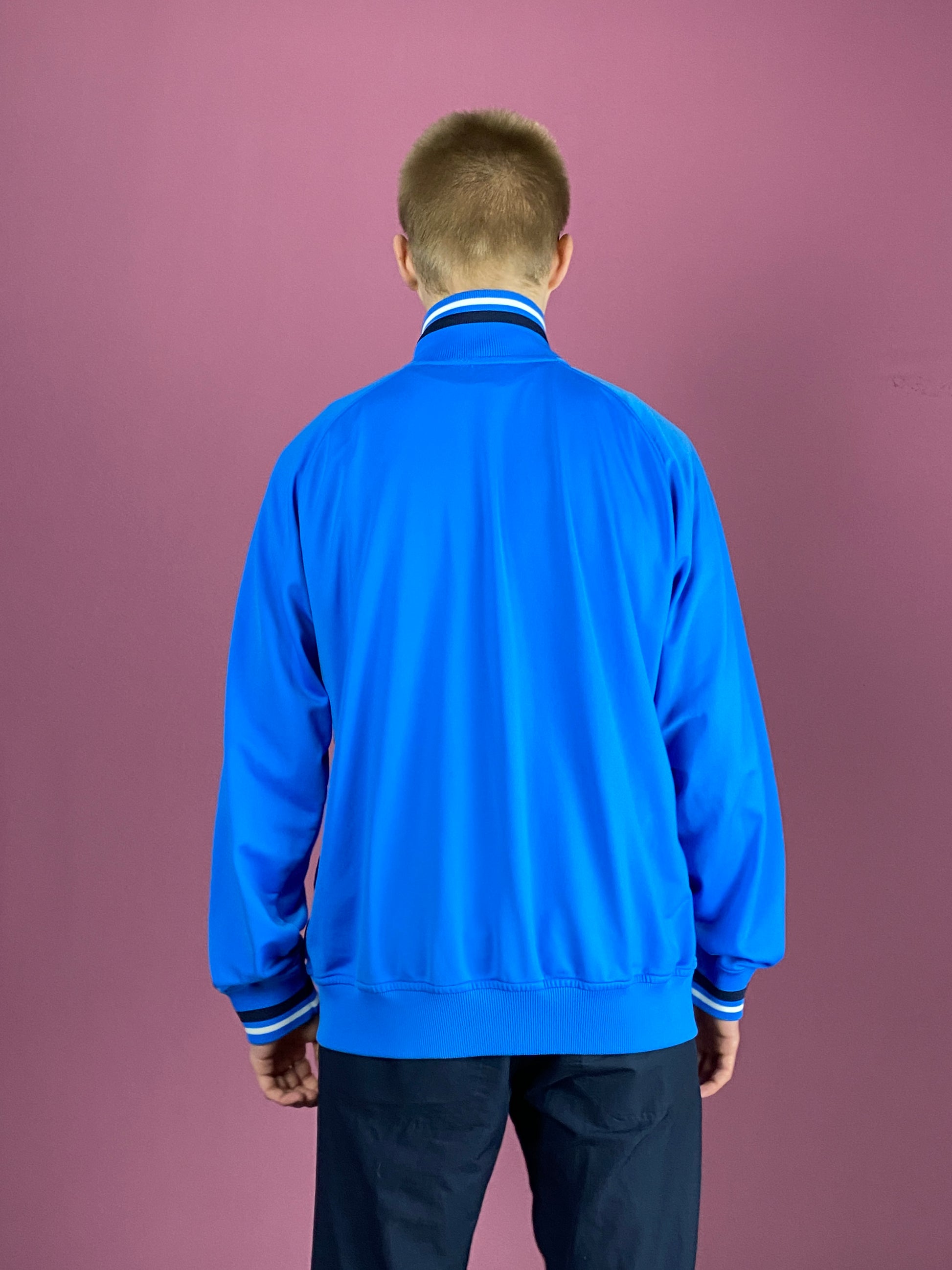 Nike Vintage Men's Track Jacket - Large Blue Polyester