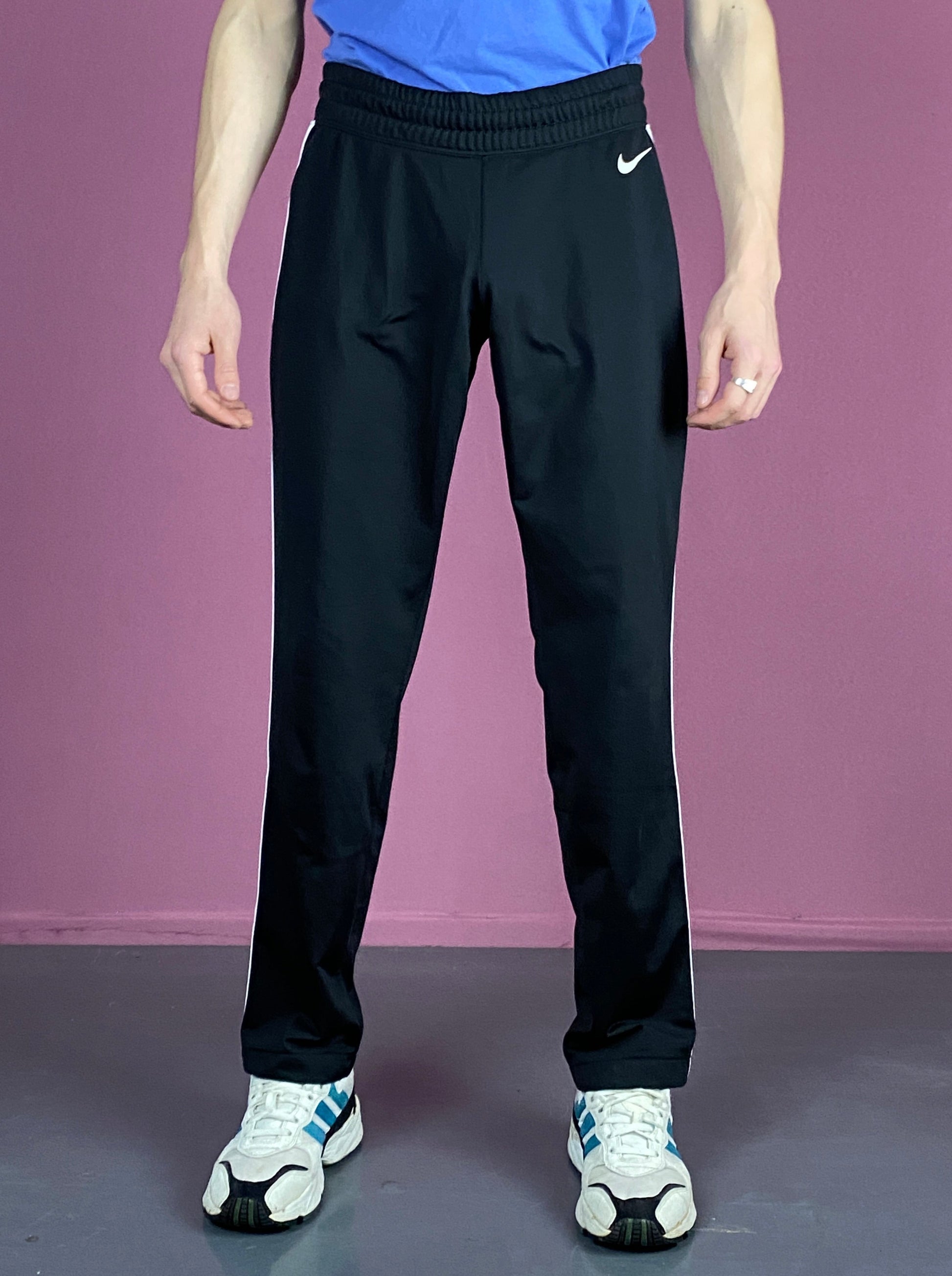 Nike Vintage Men's Side Tape Track Pants - S Black Polyester