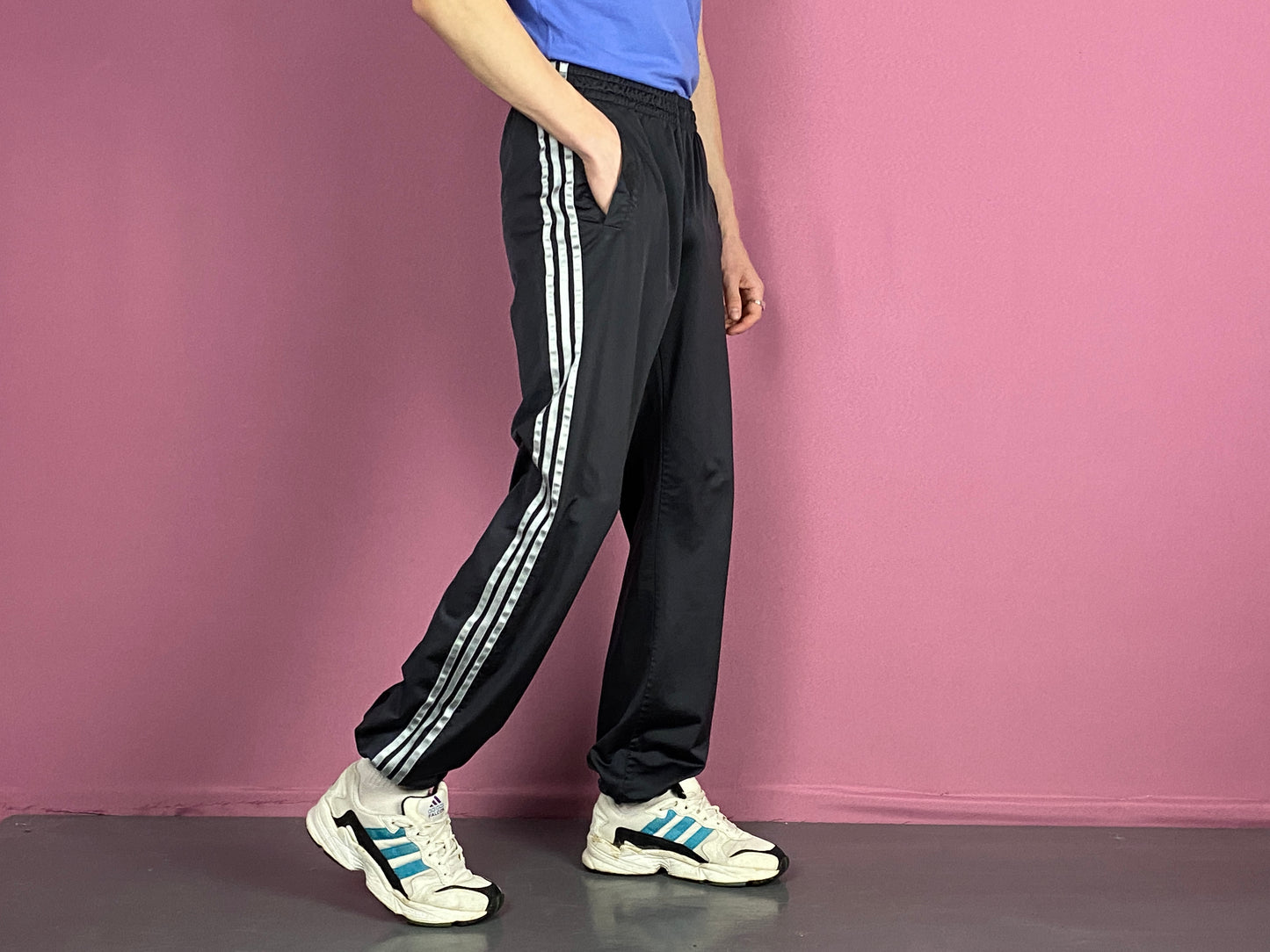 Adidas Vintage Men's Track Pants - M Black Polyester