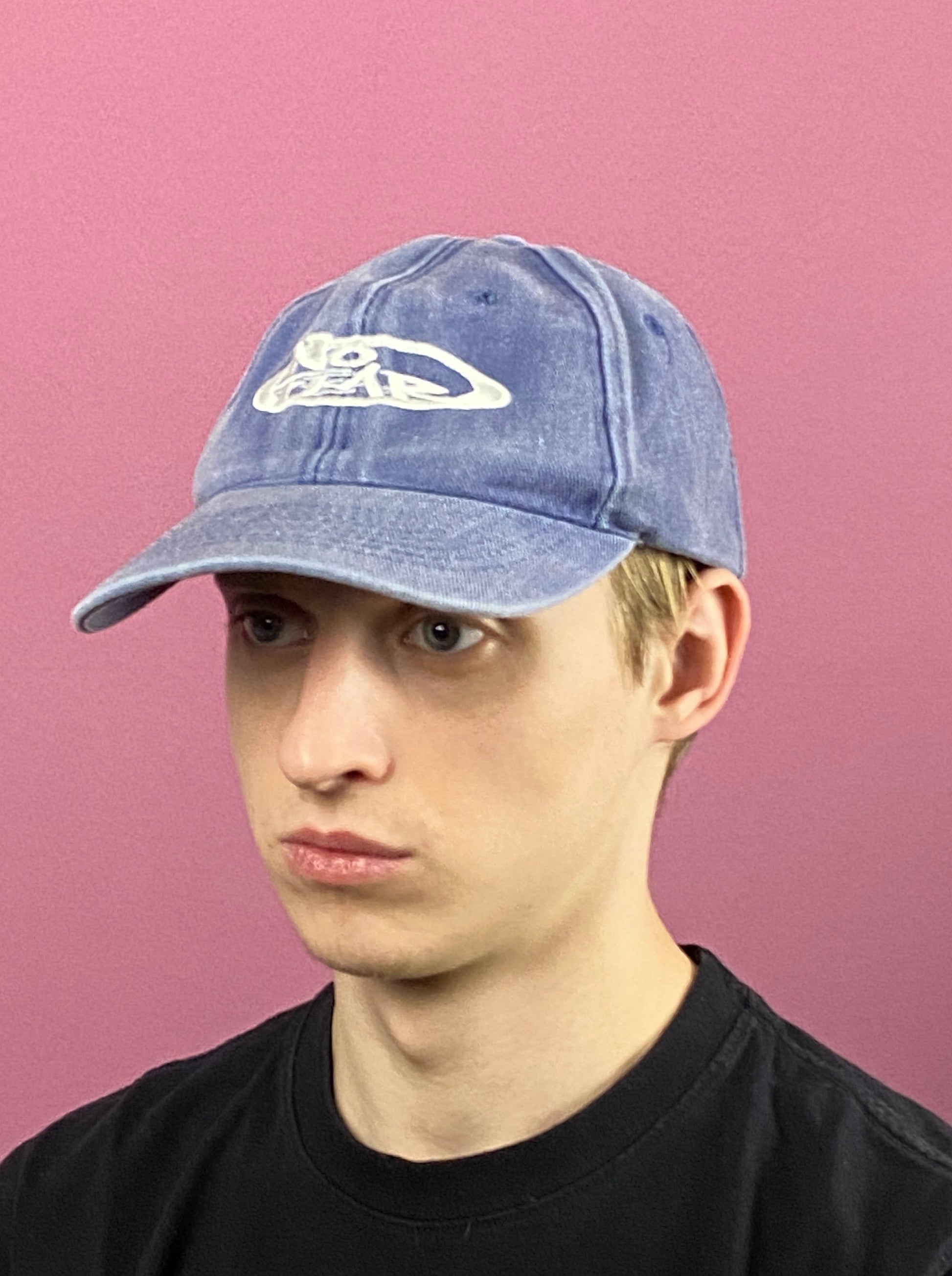 90s No Fear Vintage Denim Baseball Cap - Blue Cotton