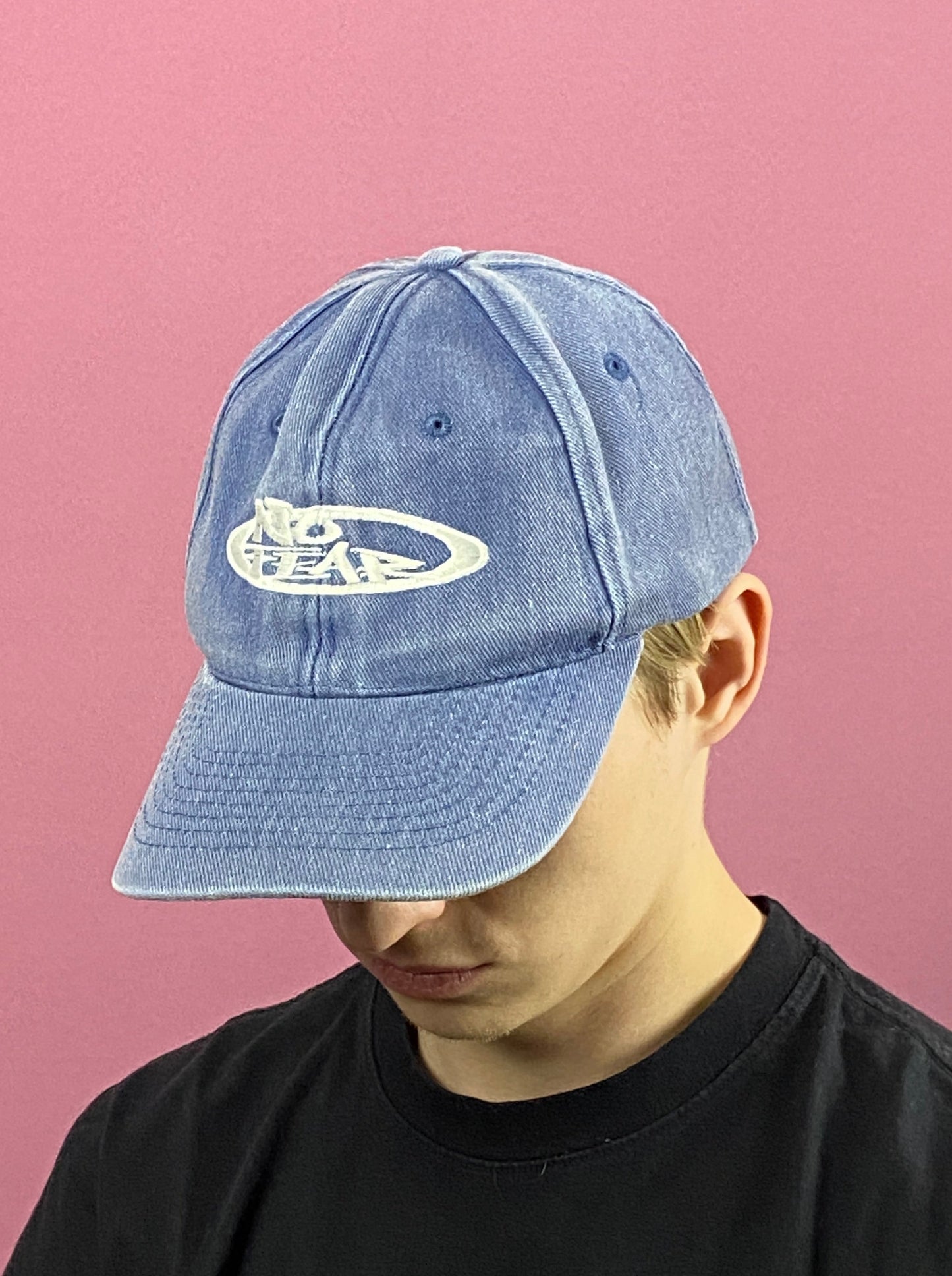 90s No Fear Vintage Denim Baseball Cap - Blue Cotton